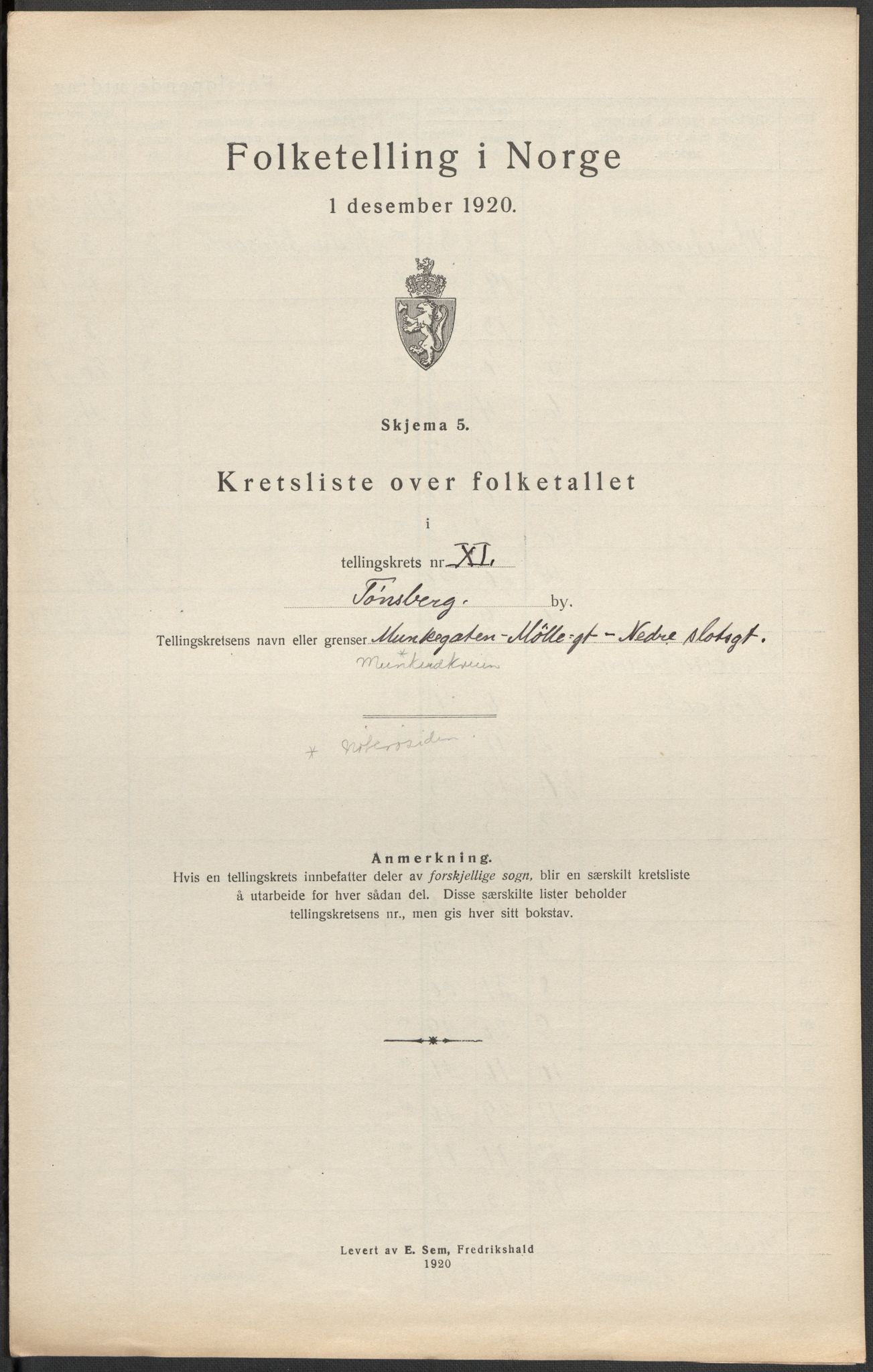 SAKO, 1920 census for Tønsberg, 1920, p. 27