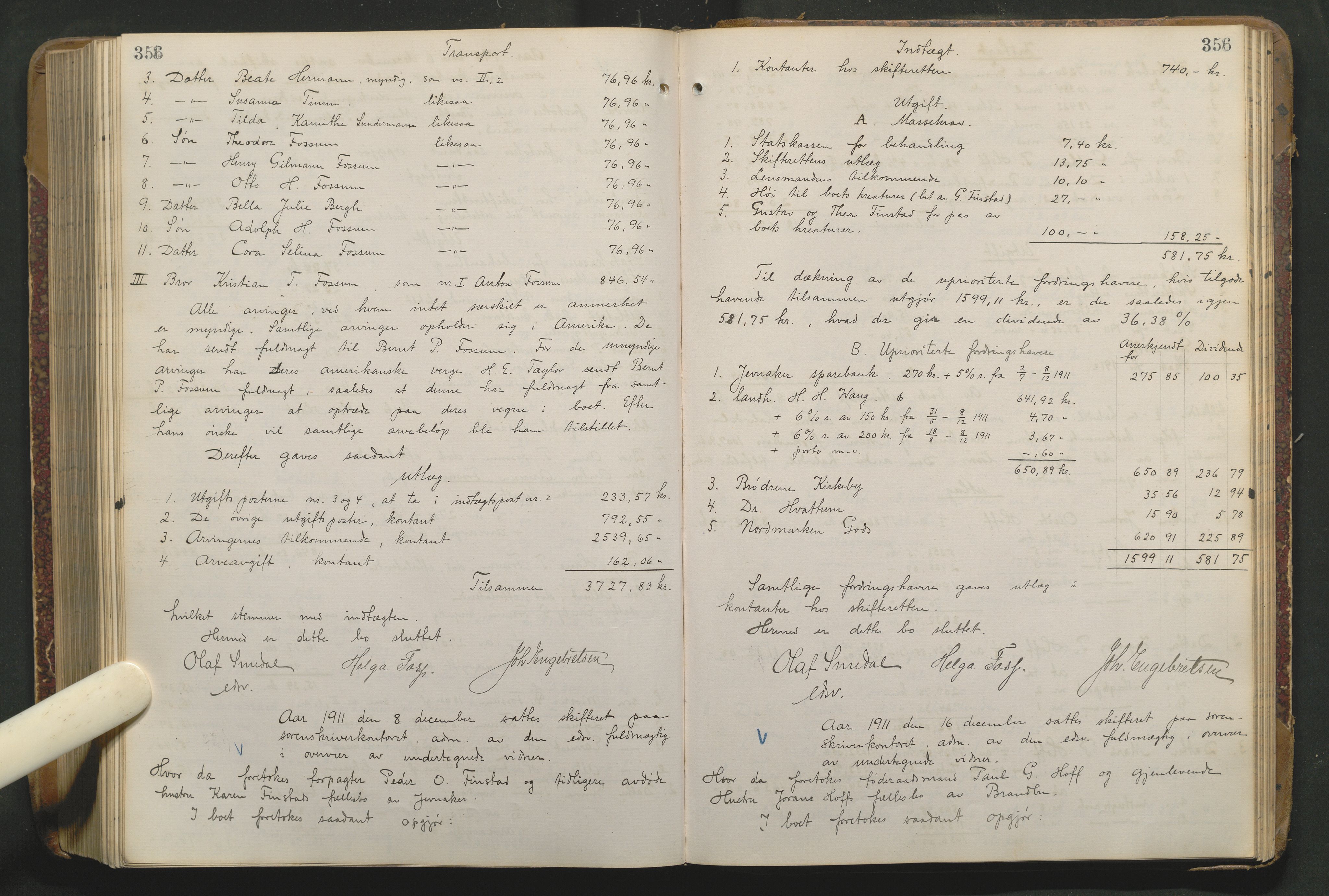 Hadeland og Land tingrett, SAH/TING-010/J/Jd/L0004: Skifteutlodningsprotokoll, 1900-1913, p. 356