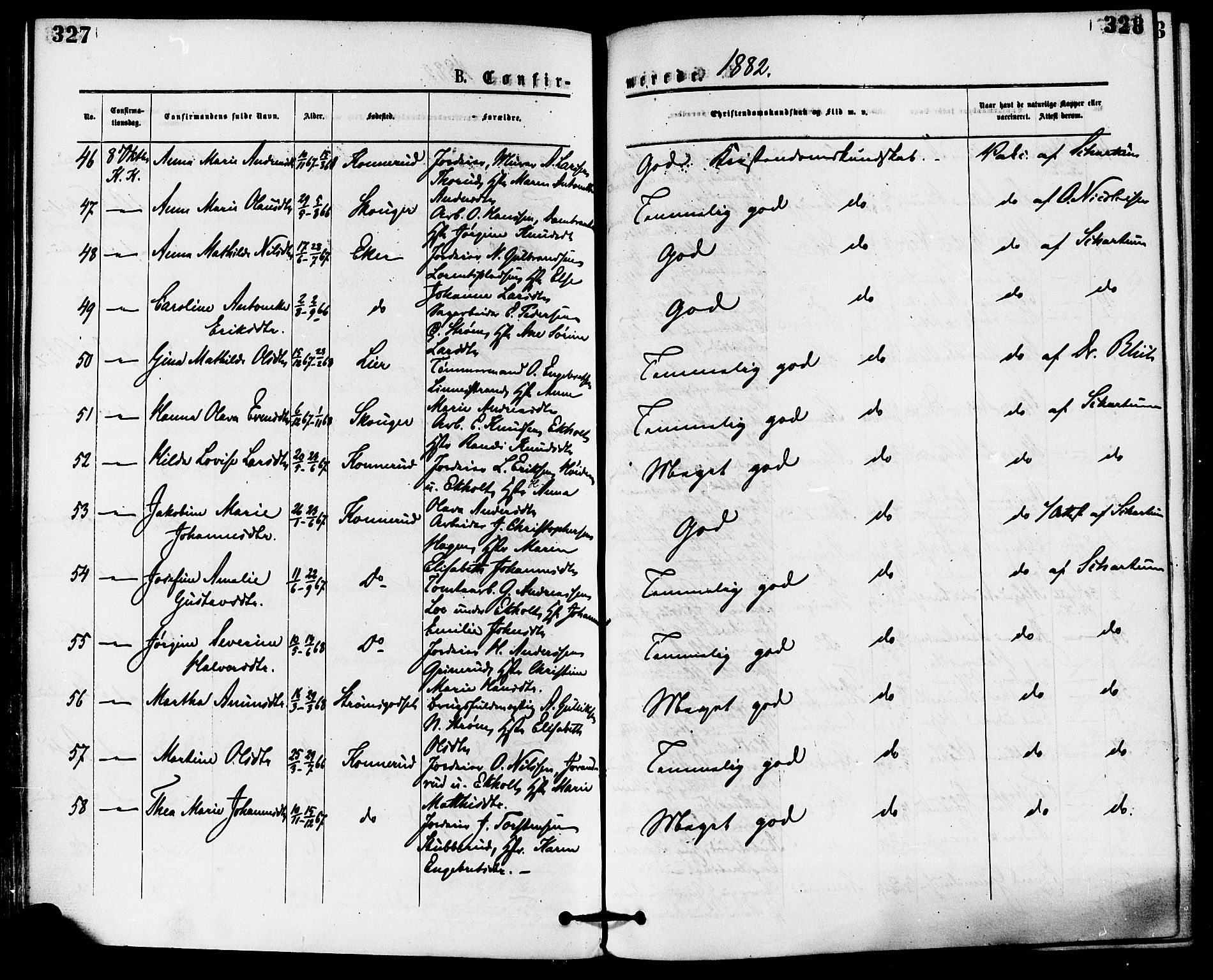 Skoger kirkebøker, AV/SAKO-A-59/F/Fa/L0005: Parish register (official) no. I 5, 1873-1884, p. 327-328