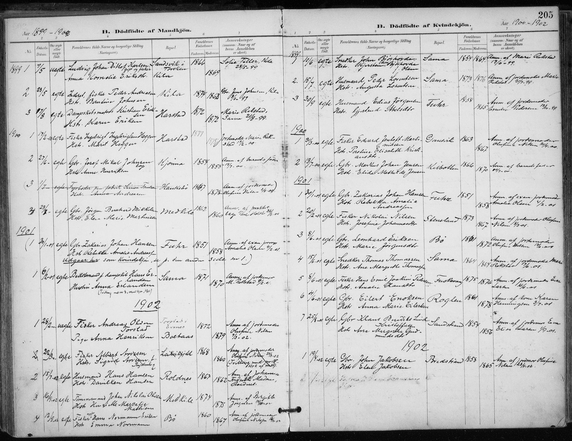 Trondenes sokneprestkontor, AV/SATØ-S-1319/H/Ha/L0017kirke: Parish register (official) no. 17, 1899-1908, p. 205