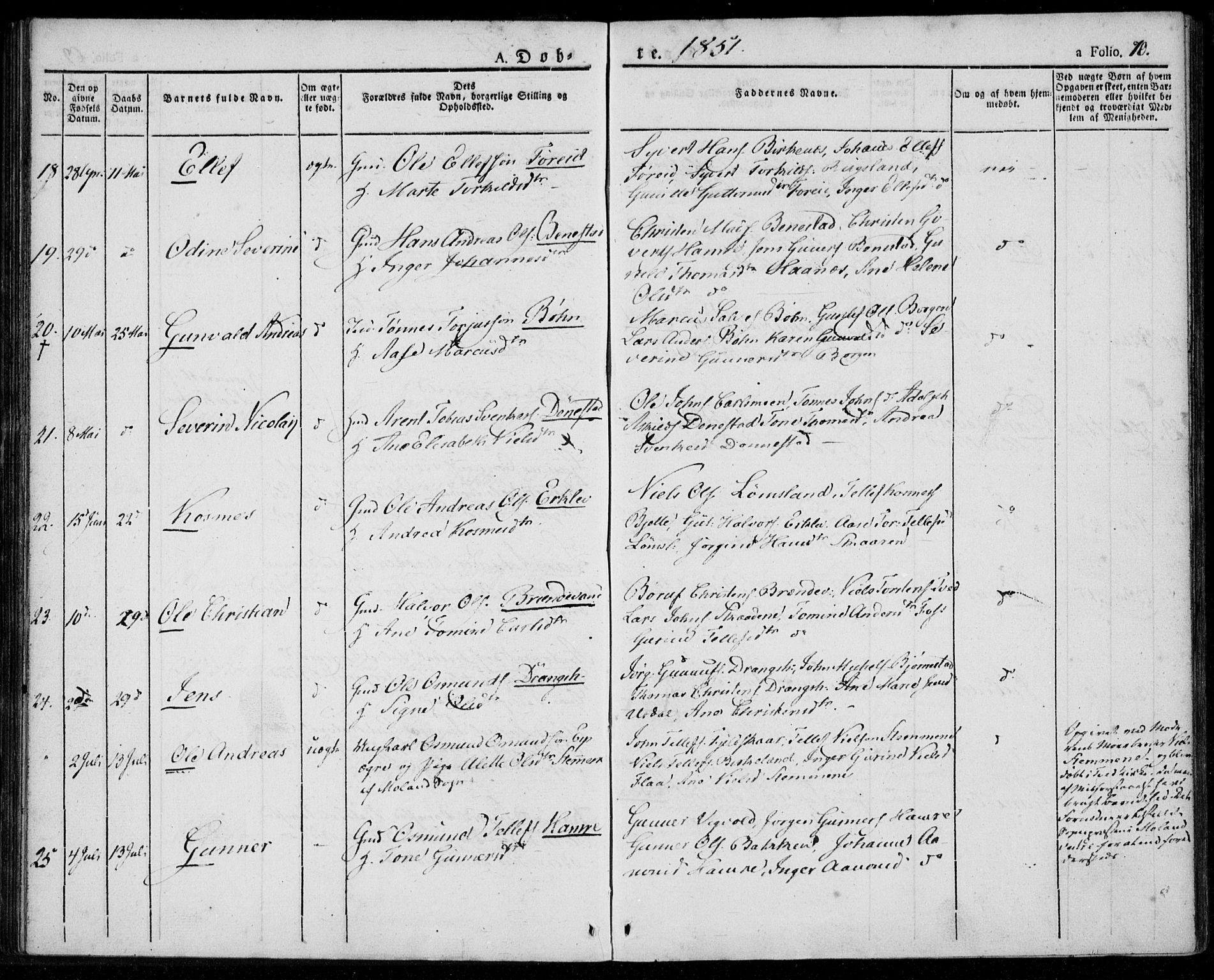 Tveit sokneprestkontor, AV/SAK-1111-0043/F/Fa/L0003: Parish register (official) no. A 3, 1829-1852, p. 70