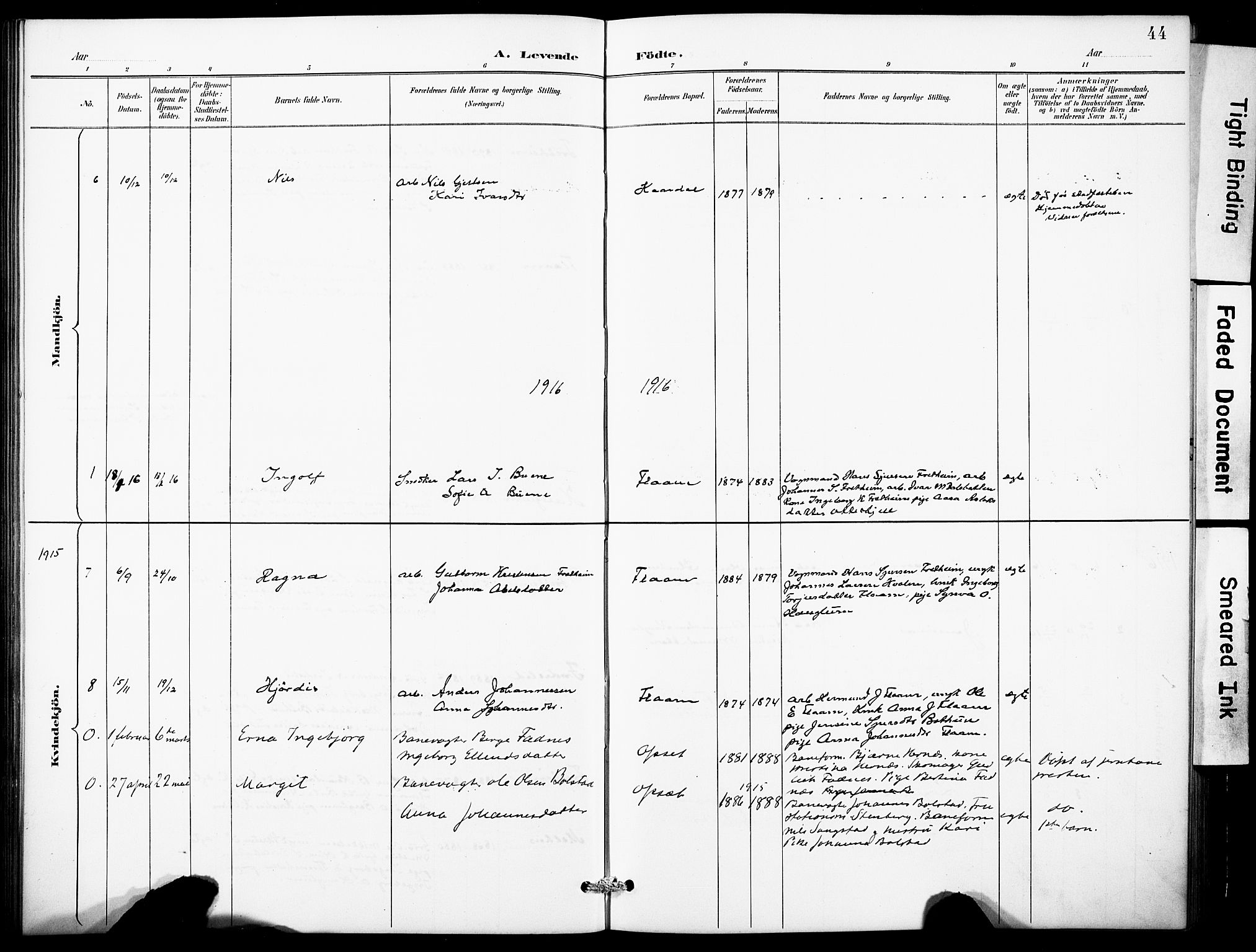 Aurland sokneprestembete, SAB/A-99937/H/Hb/Hbb/L0002: Parish register (copy) no. B 2, 1887-1929, p. 44