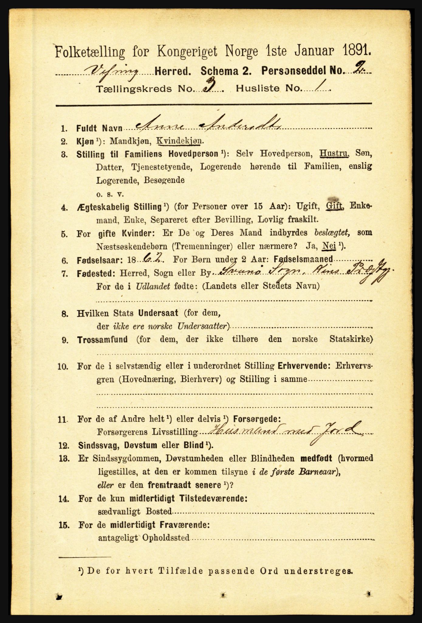 RA, 1891 census for 1434 Vevring, 1891, p. 796