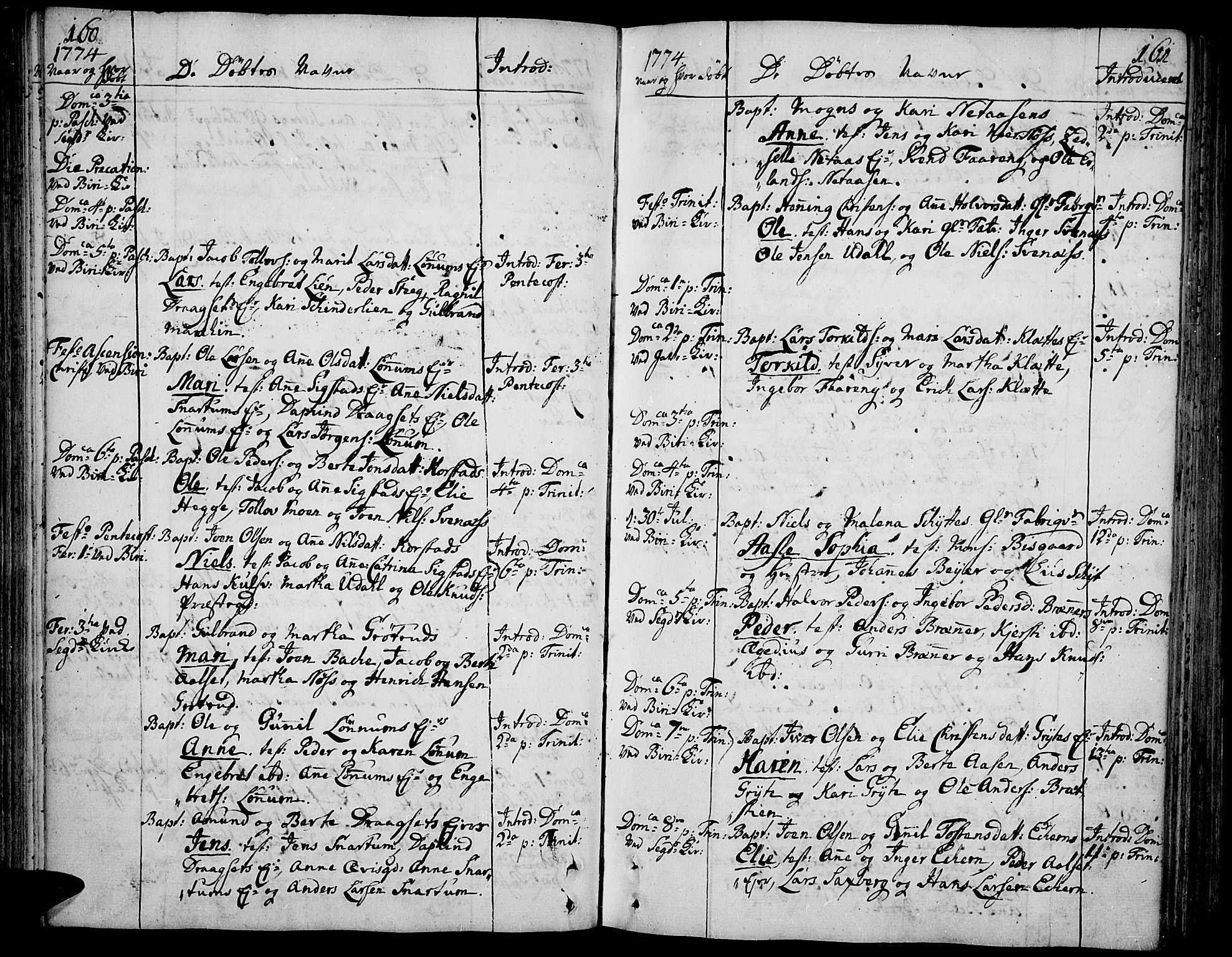 Biri prestekontor, SAH/PREST-096/H/Ha/Haa/L0002: Parish register (official) no. 2, 1754-1789, p. 160-161