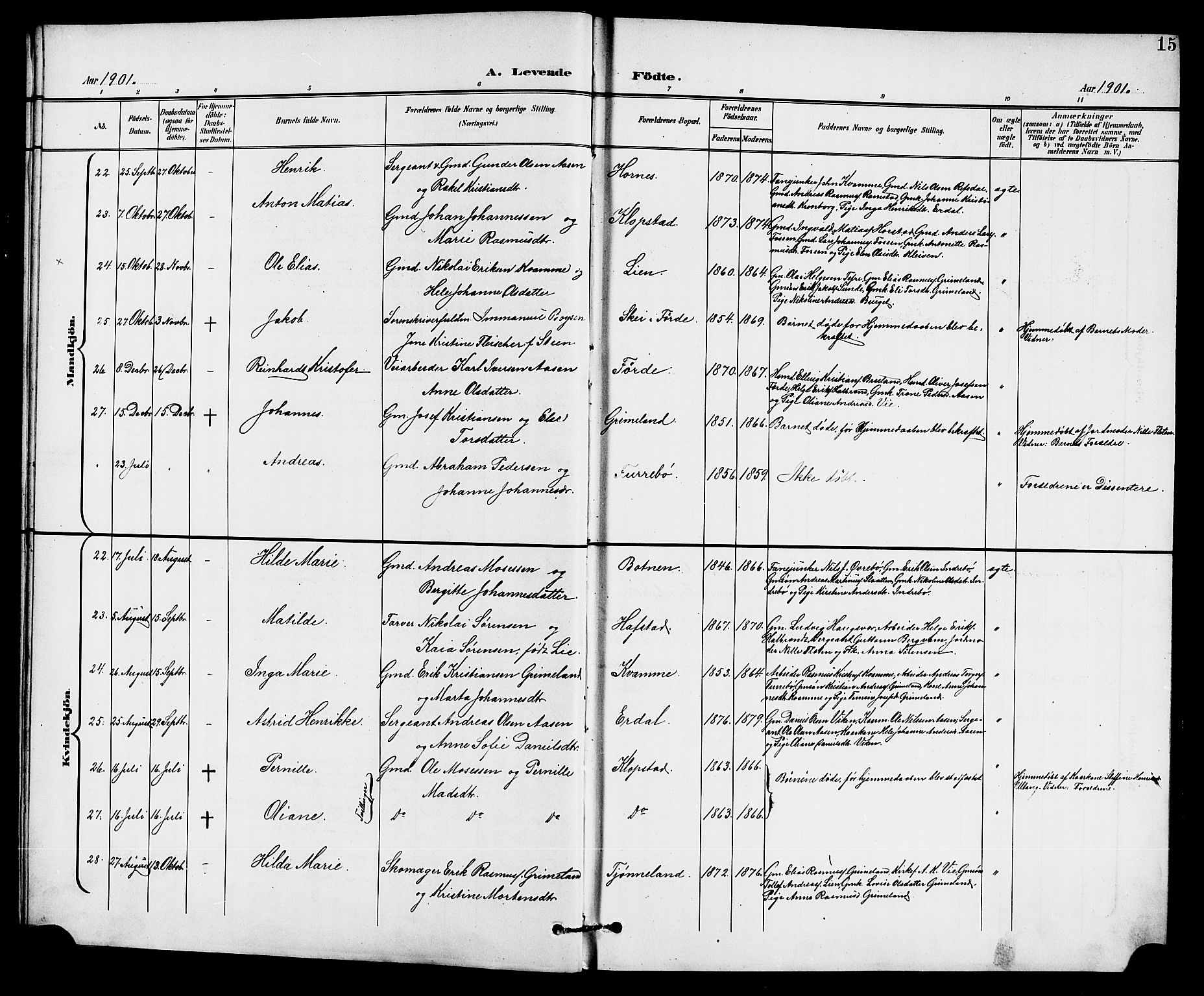 Førde sokneprestembete, SAB/A-79901/H/Hab/Haba/L0003: Parish register (copy) no. A 3, 1899-1924, p. 15