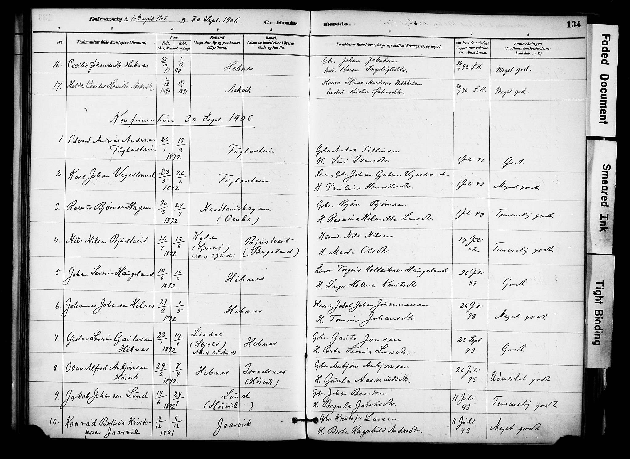 Jelsa sokneprestkontor, SAST/A-101842/01/IV: Parish register (official) no. A 10, 1884-1906, p. 134