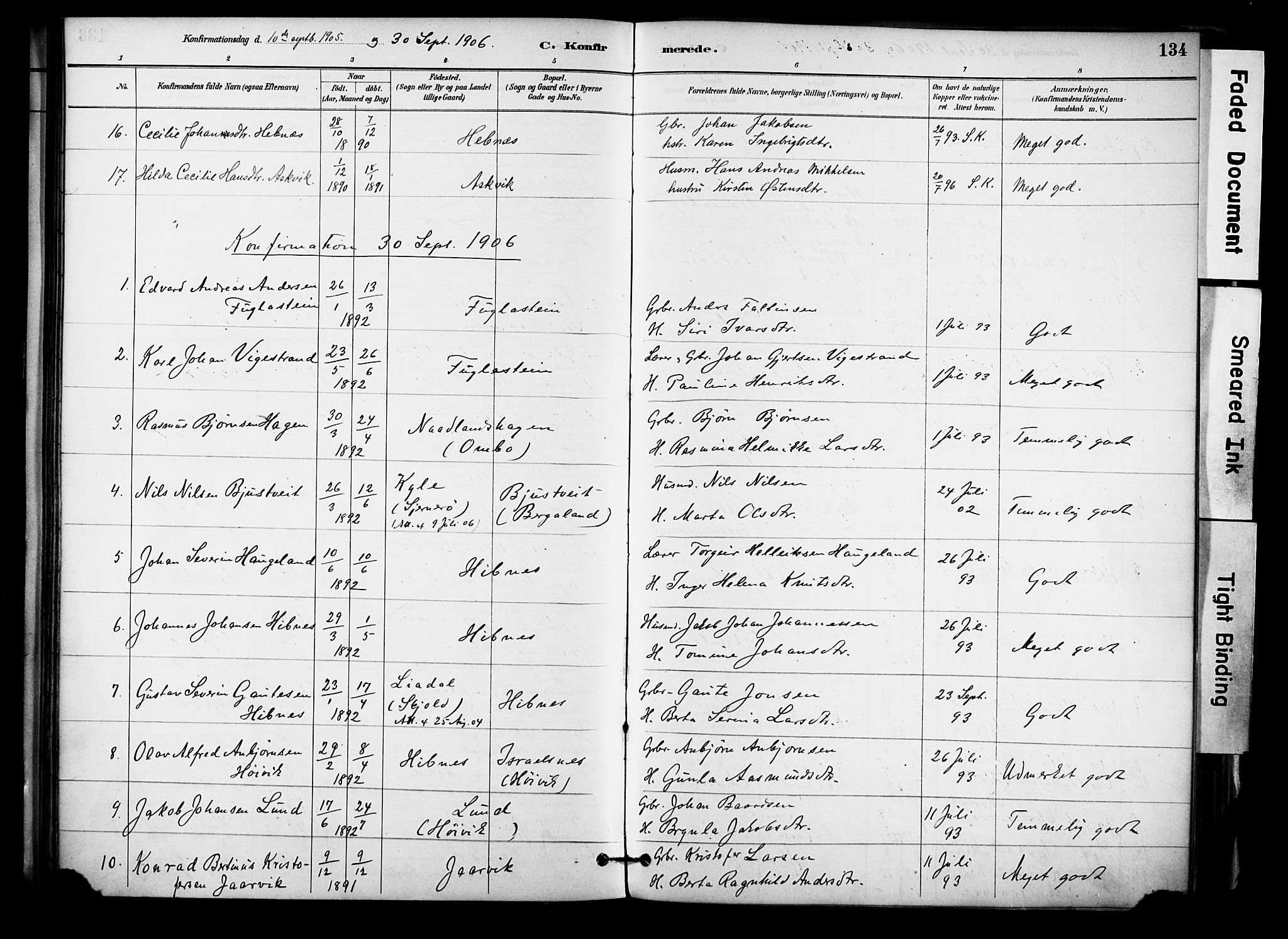 Jelsa sokneprestkontor, AV/SAST-A-101842/01/IV: Parish register (official) no. A 10, 1884-1906, p. 134