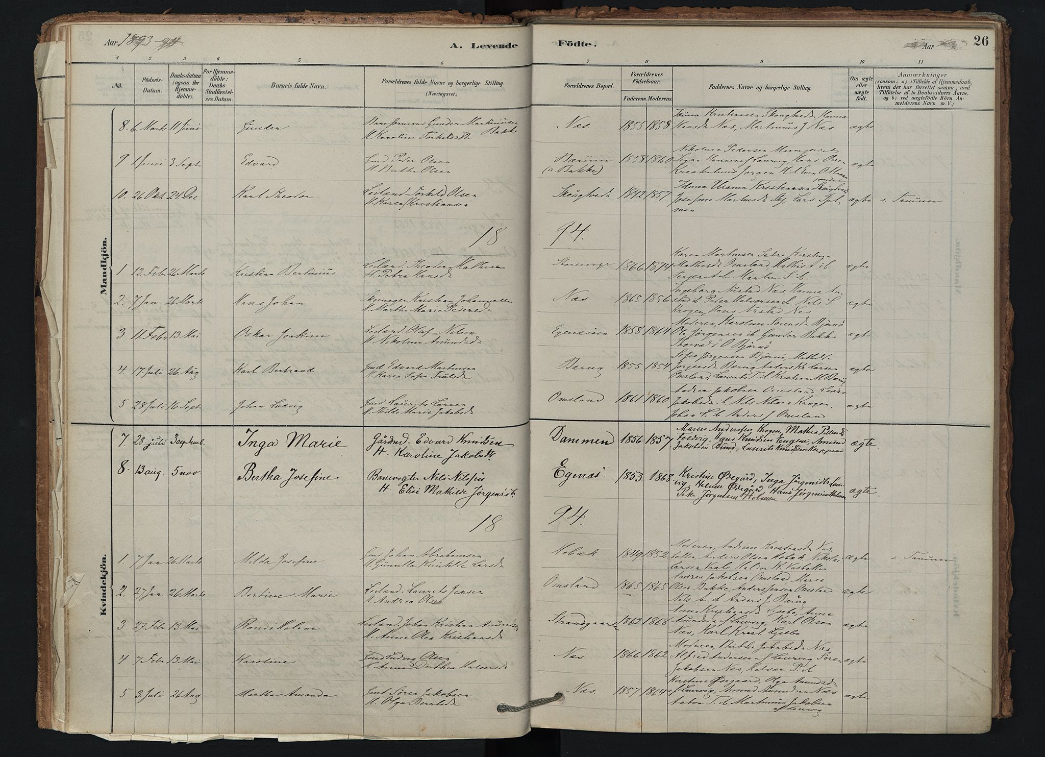 Brunlanes kirkebøker, AV/SAKO-A-342/F/Fd/L0001: Parish register (official) no. IV 1, 1878-1917, p. 26