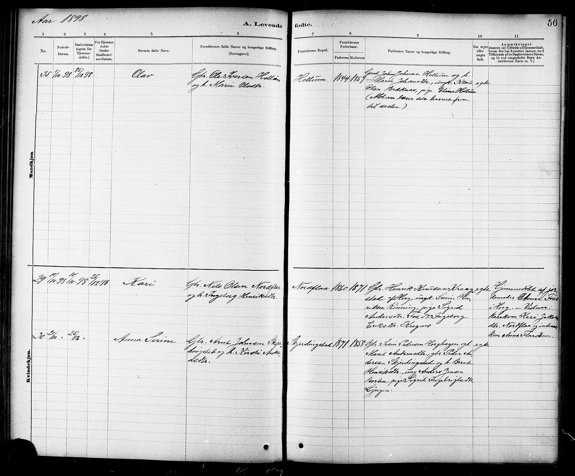 Ministerialprotokoller, klokkerbøker og fødselsregistre - Sør-Trøndelag, SAT/A-1456/691/L1094: Parish register (copy) no. 691C05, 1879-1911, p. 56