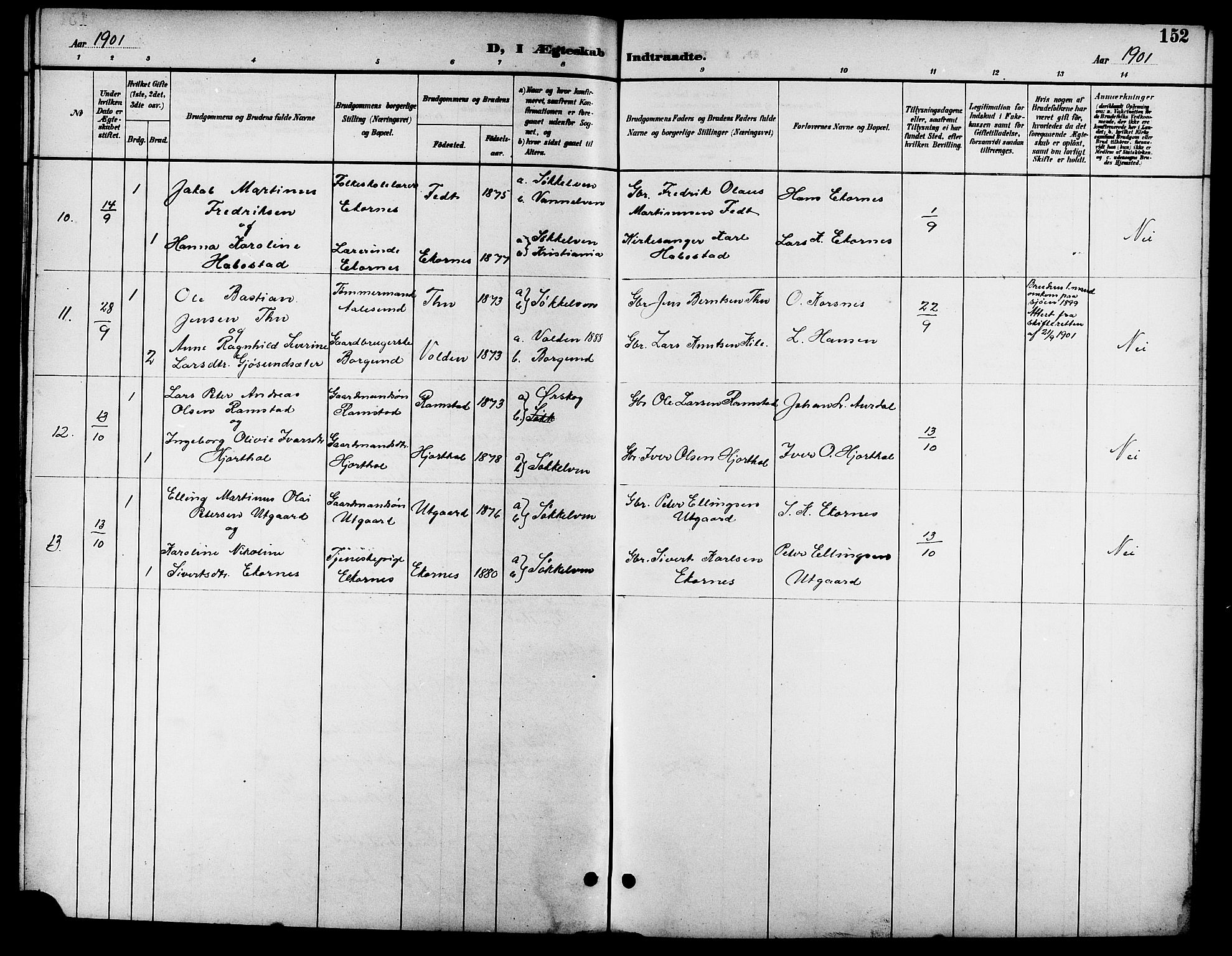 Ministerialprotokoller, klokkerbøker og fødselsregistre - Møre og Romsdal, SAT/A-1454/523/L0340: Parish register (copy) no. 523C03, 1892-1902, p. 152