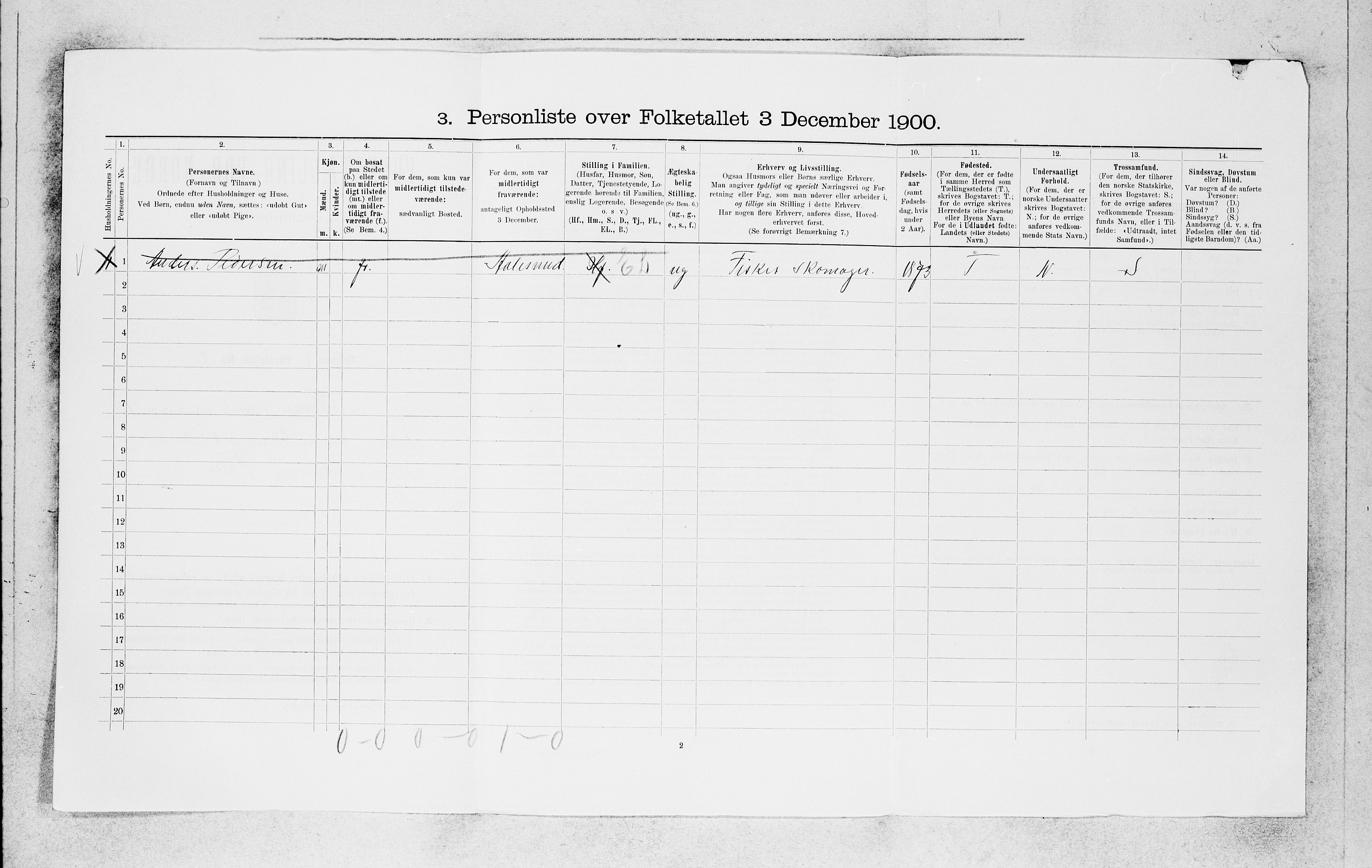 SAB, 1900 census for Kinn, 1900, p. 1168
