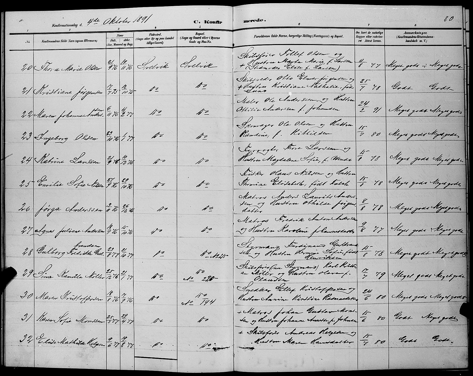 Strømm kirkebøker, SAKO/A-322/G/Gb/L0001: Parish register (copy) no. II 1, 1889-1896, p. 80