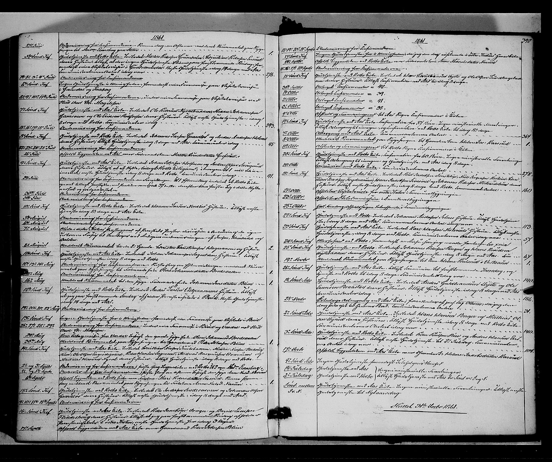 Vestre Toten prestekontor, SAH/PREST-108/H/Ha/Haa/L0006: Parish register (official) no. 6, 1856-1861, p. 390