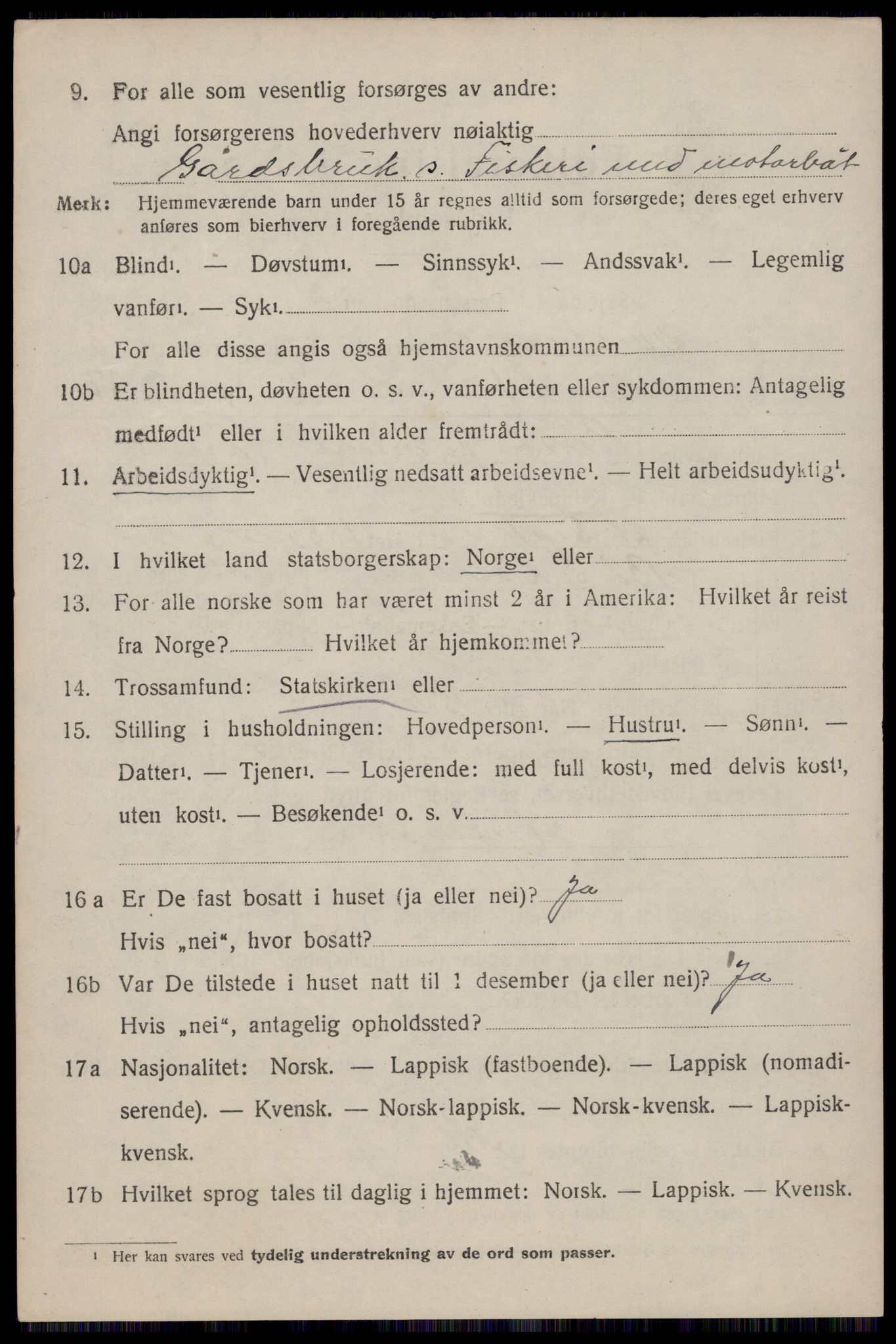 SAT, 1920 census for Dverberg, 1920, p. 9895