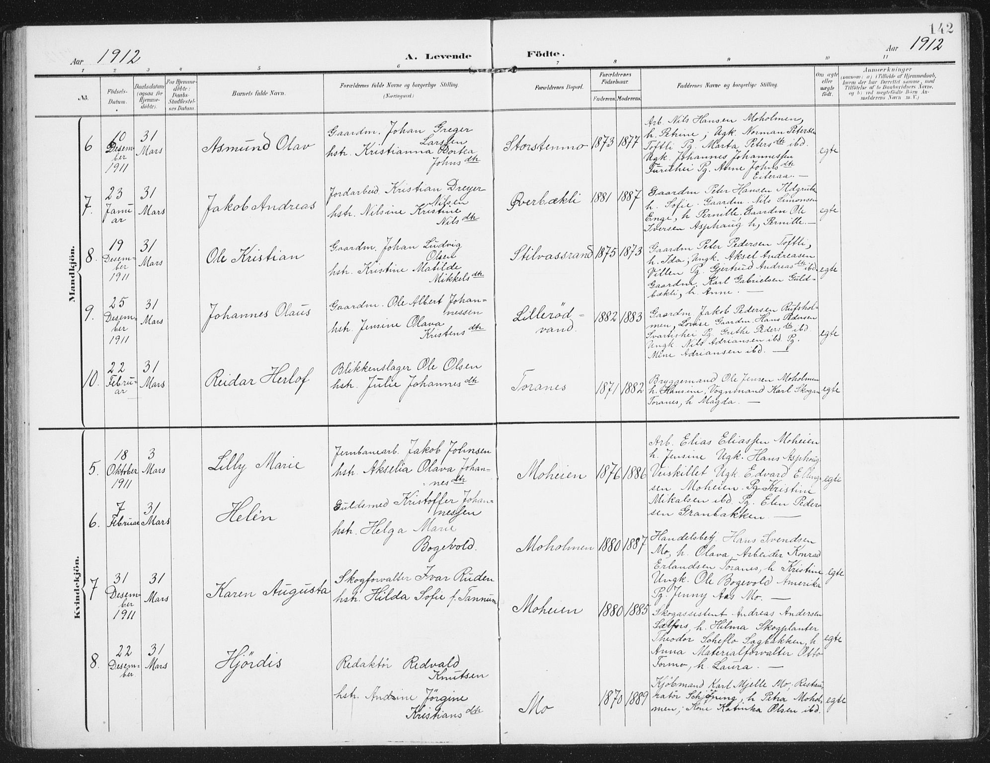 Ministerialprotokoller, klokkerbøker og fødselsregistre - Nordland, SAT/A-1459/827/L0402: Parish register (official) no. 827A14, 1903-1912, p. 142