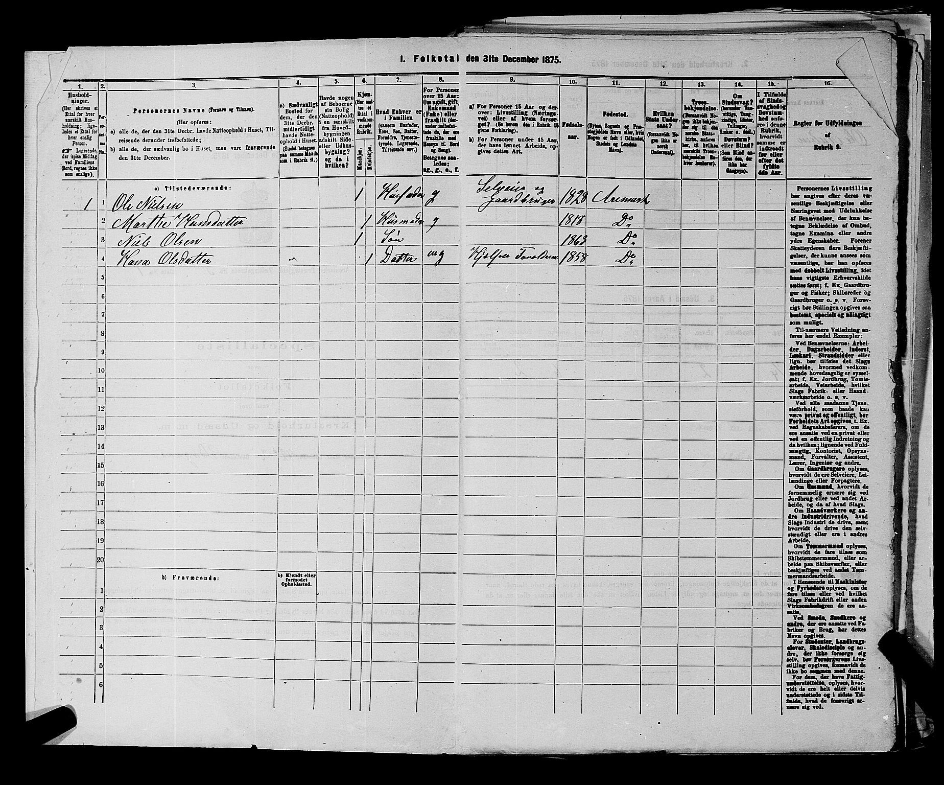 RA, 1875 census for 0118P Aremark, 1875, p. 647