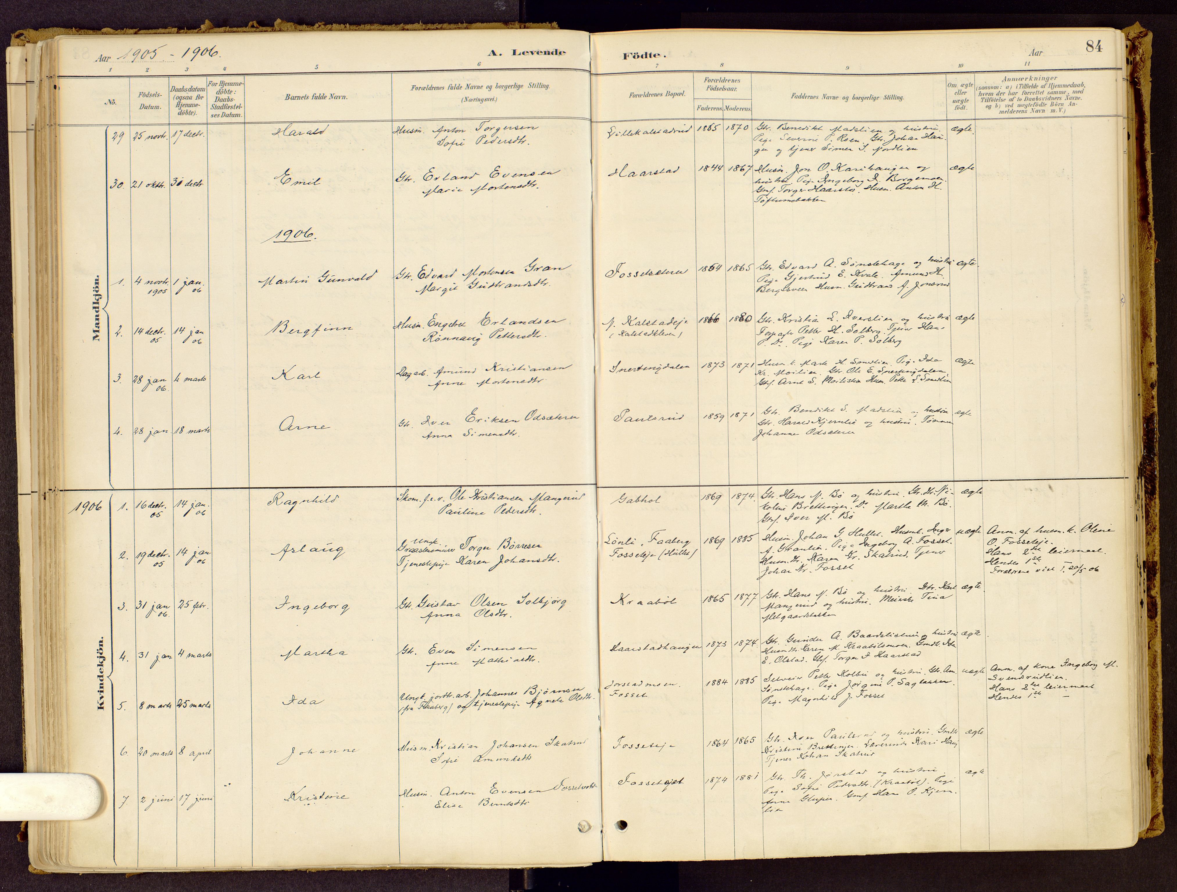 Vestre Gausdal prestekontor, SAH/PREST-094/H/Ha/Haa/L0001: Parish register (official) no. 1, 1887-1914, p. 84