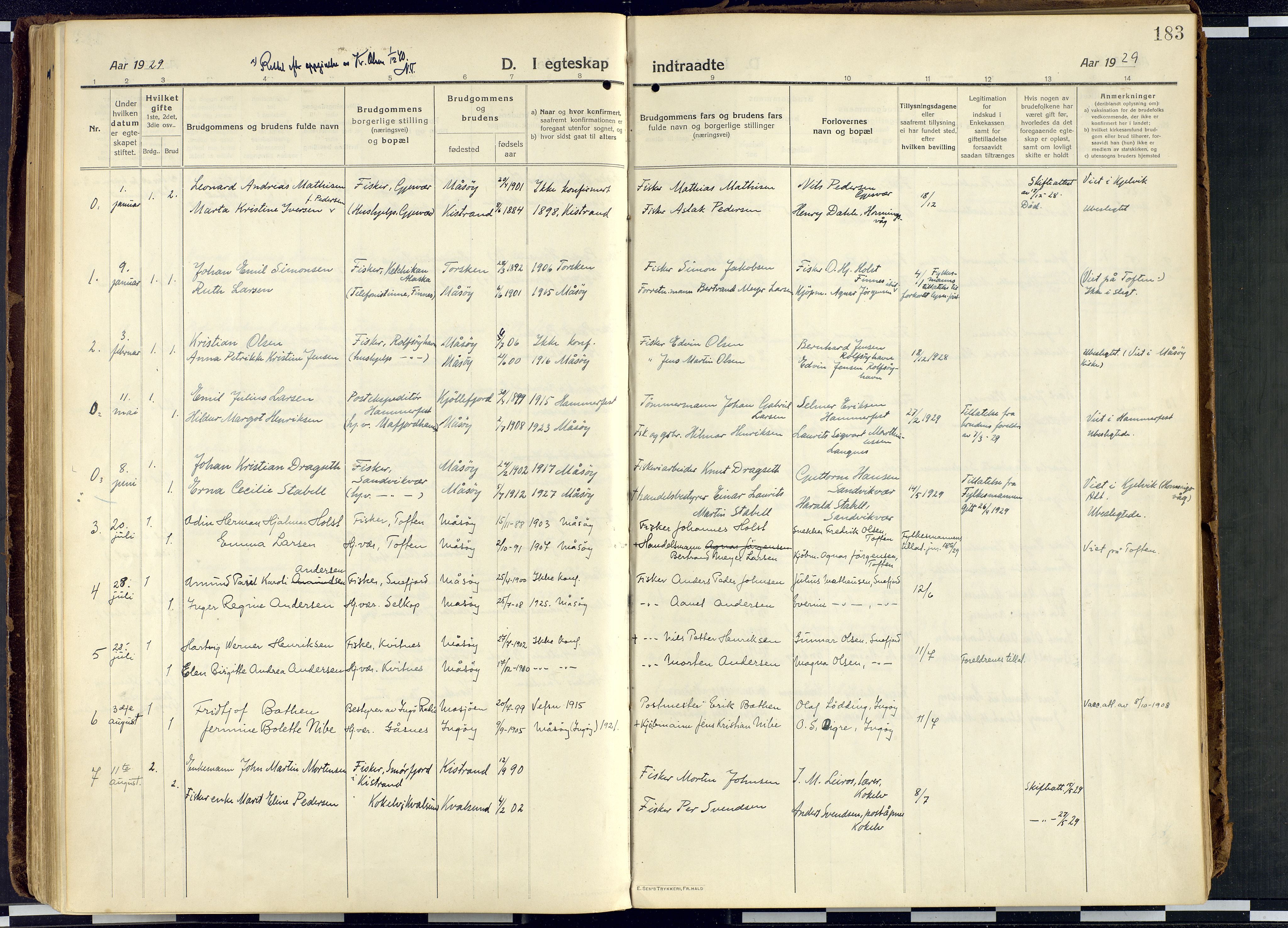 Måsøy sokneprestkontor, AV/SATØ-S-1348/H/Ha/L0010kirke: Parish register (official) no. 10, 1915-1933, p. 183