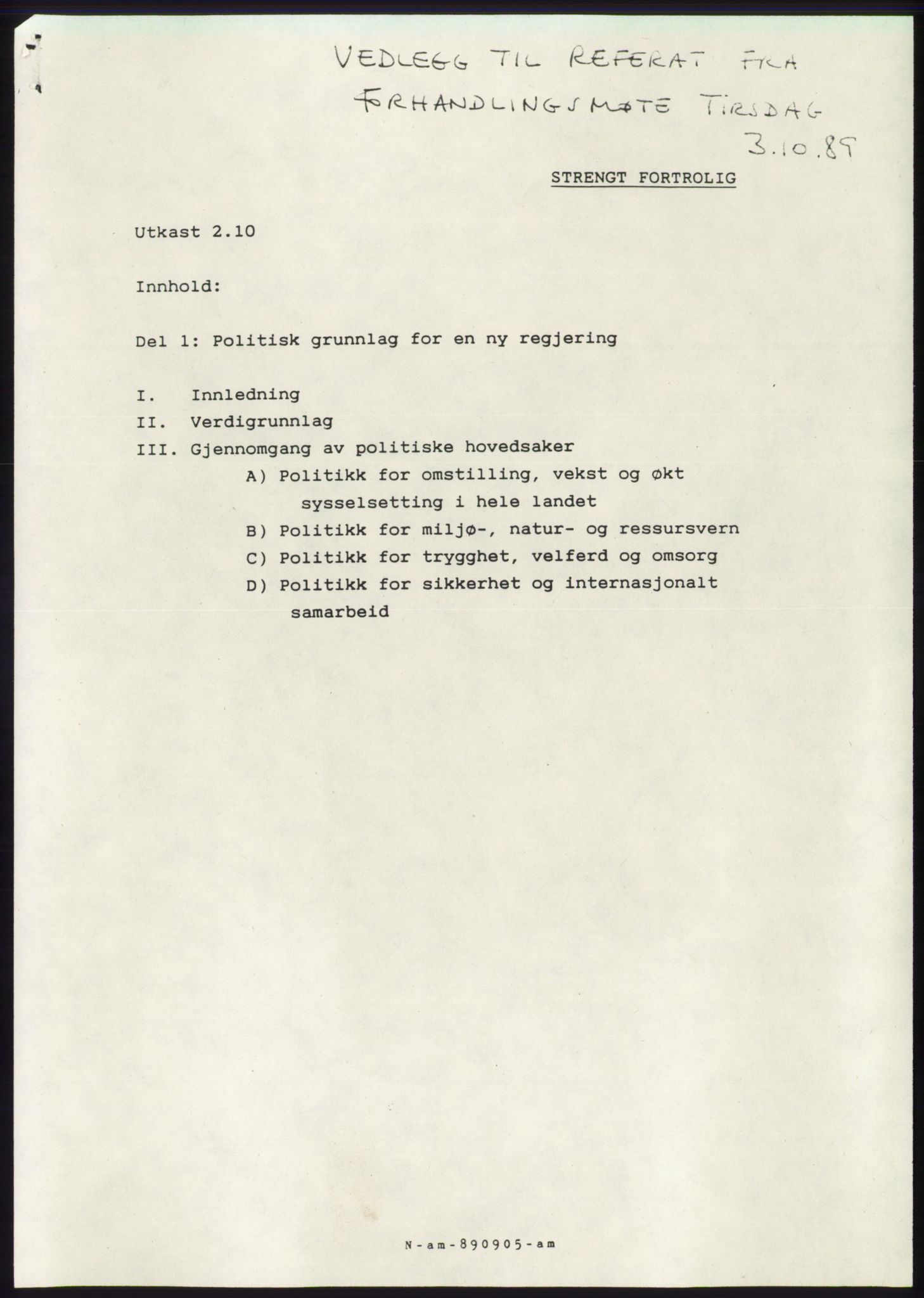 Forhandlingsmøtene 1989 mellom Høyre, KrF og Senterpartiet om dannelse av regjering, RA/PA-0697/A/L0001: Forhandlingsprotokoll med vedlegg, 1989, p. 494