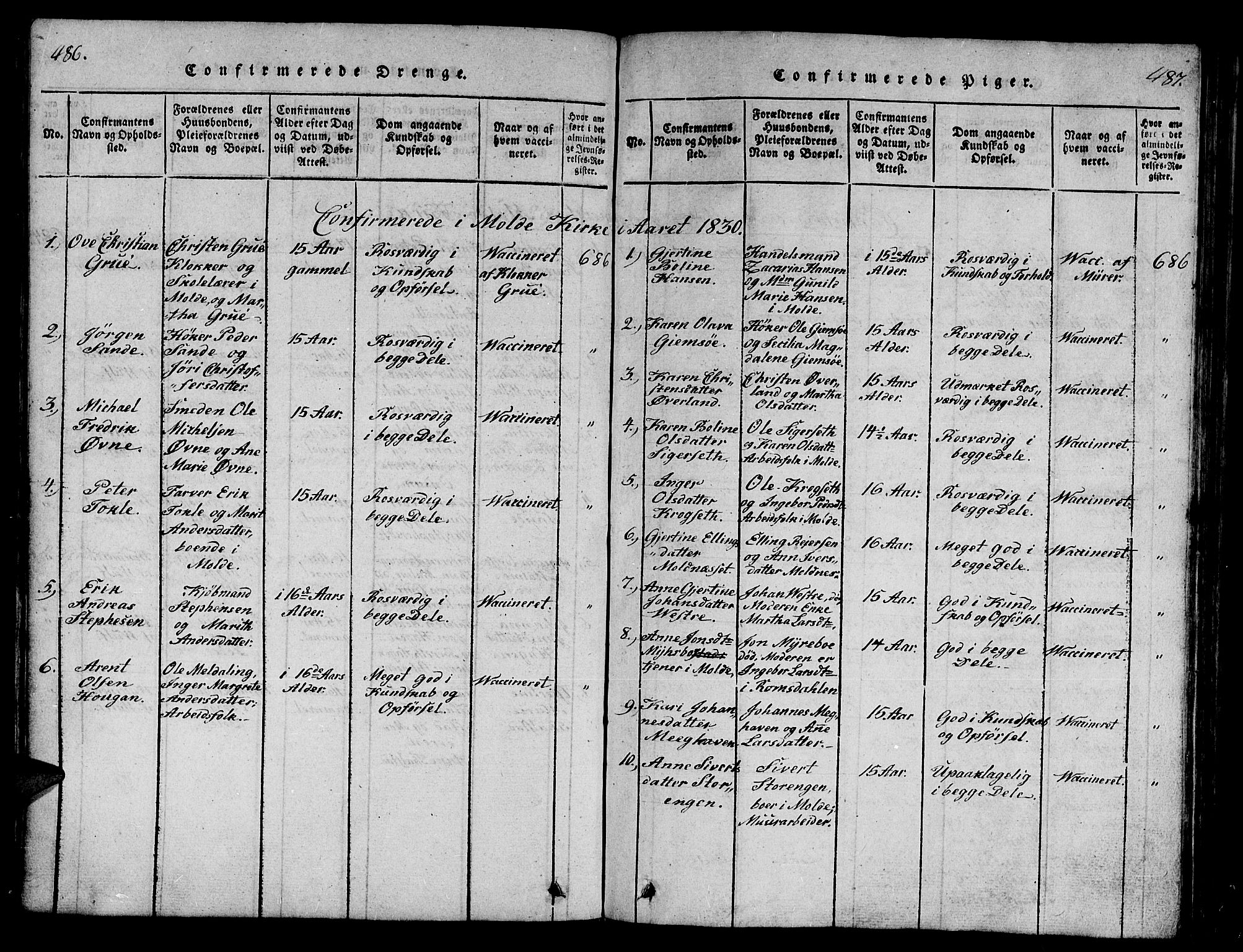 Ministerialprotokoller, klokkerbøker og fødselsregistre - Møre og Romsdal, SAT/A-1454/558/L0700: Parish register (copy) no. 558C01, 1818-1868, p. 486-487