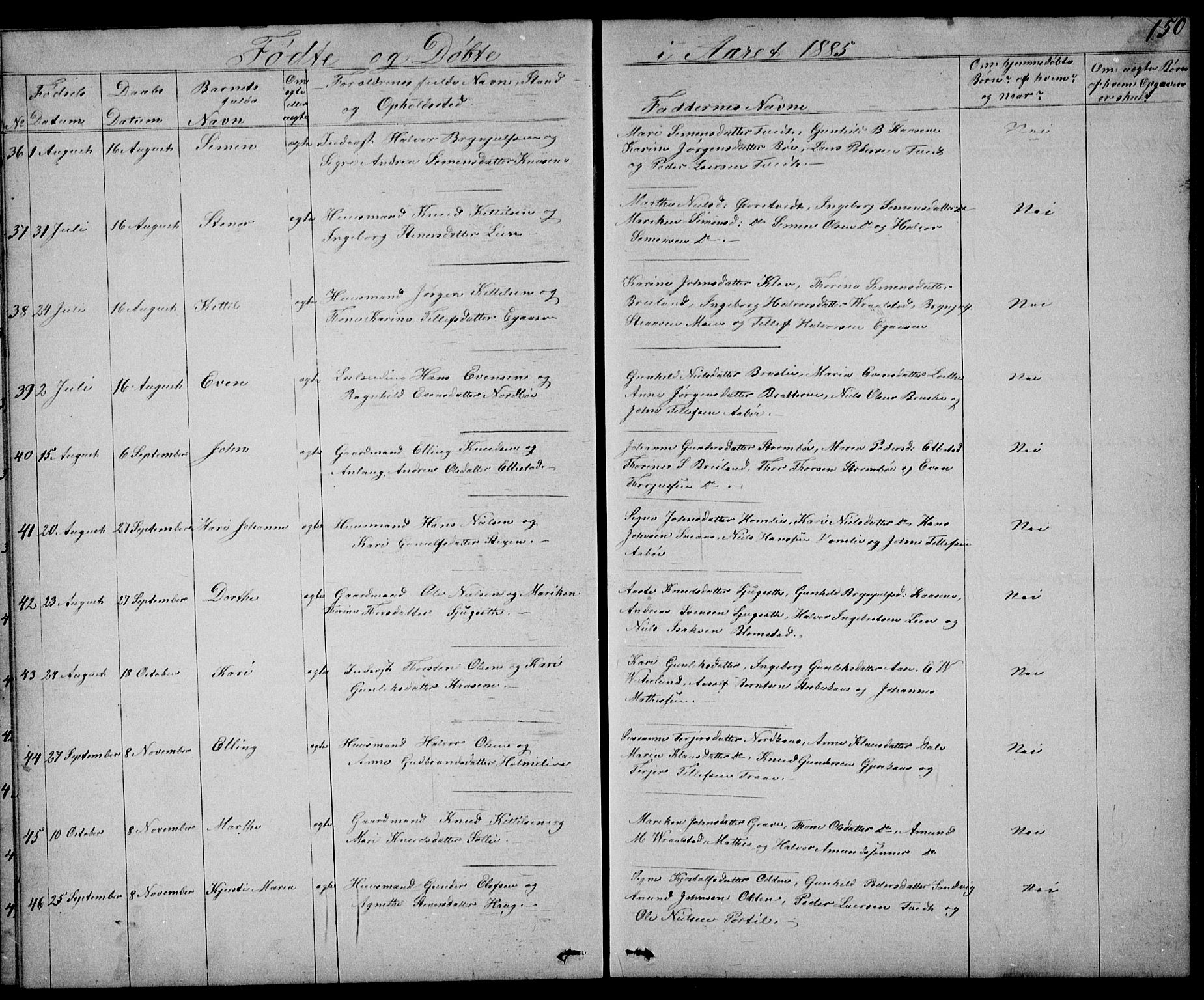 Drangedal kirkebøker, AV/SAKO-A-258/G/Gb/L0001: Parish register (copy) no. II 1, 1856-1894, p. 150