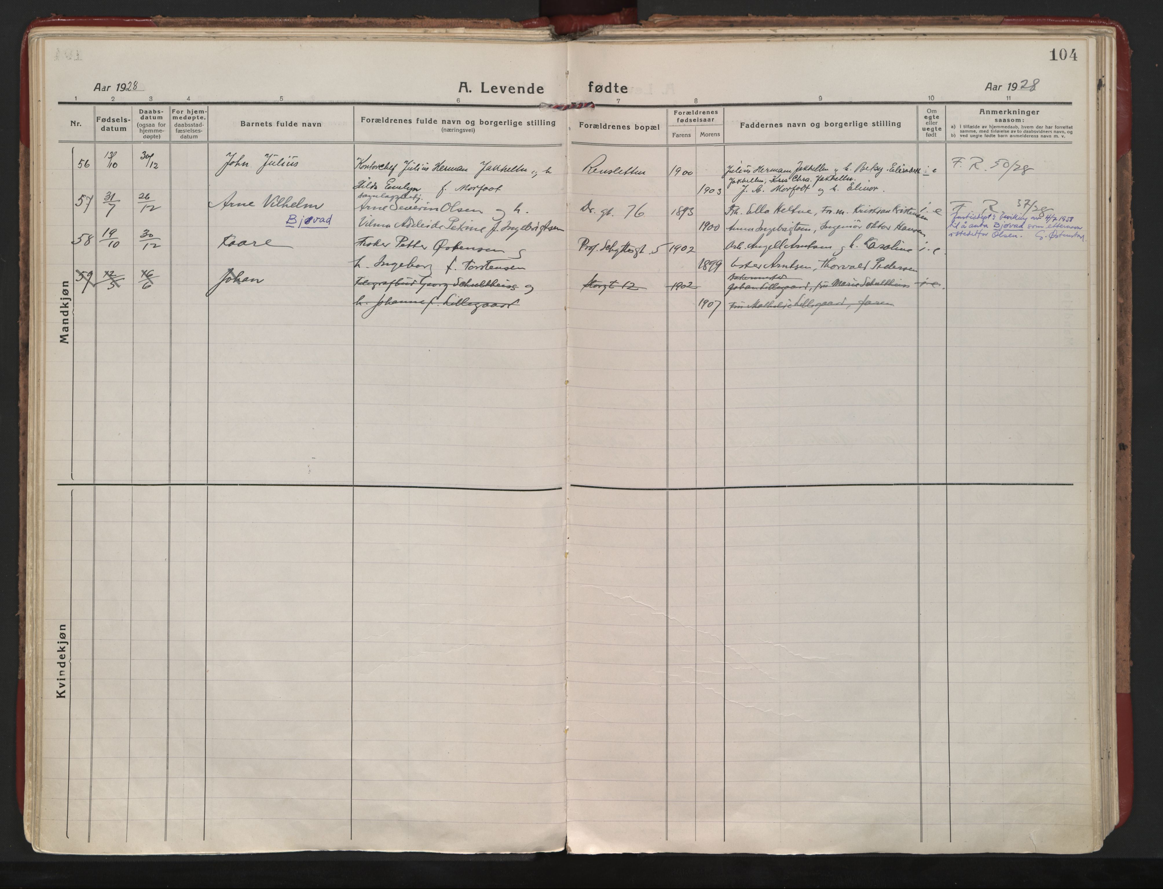 Ministerialprotokoller, klokkerbøker og fødselsregistre - Nordland, SAT/A-1459/801/L0017: Parish register (official) no. 801A17, 1917-1930, p. 104