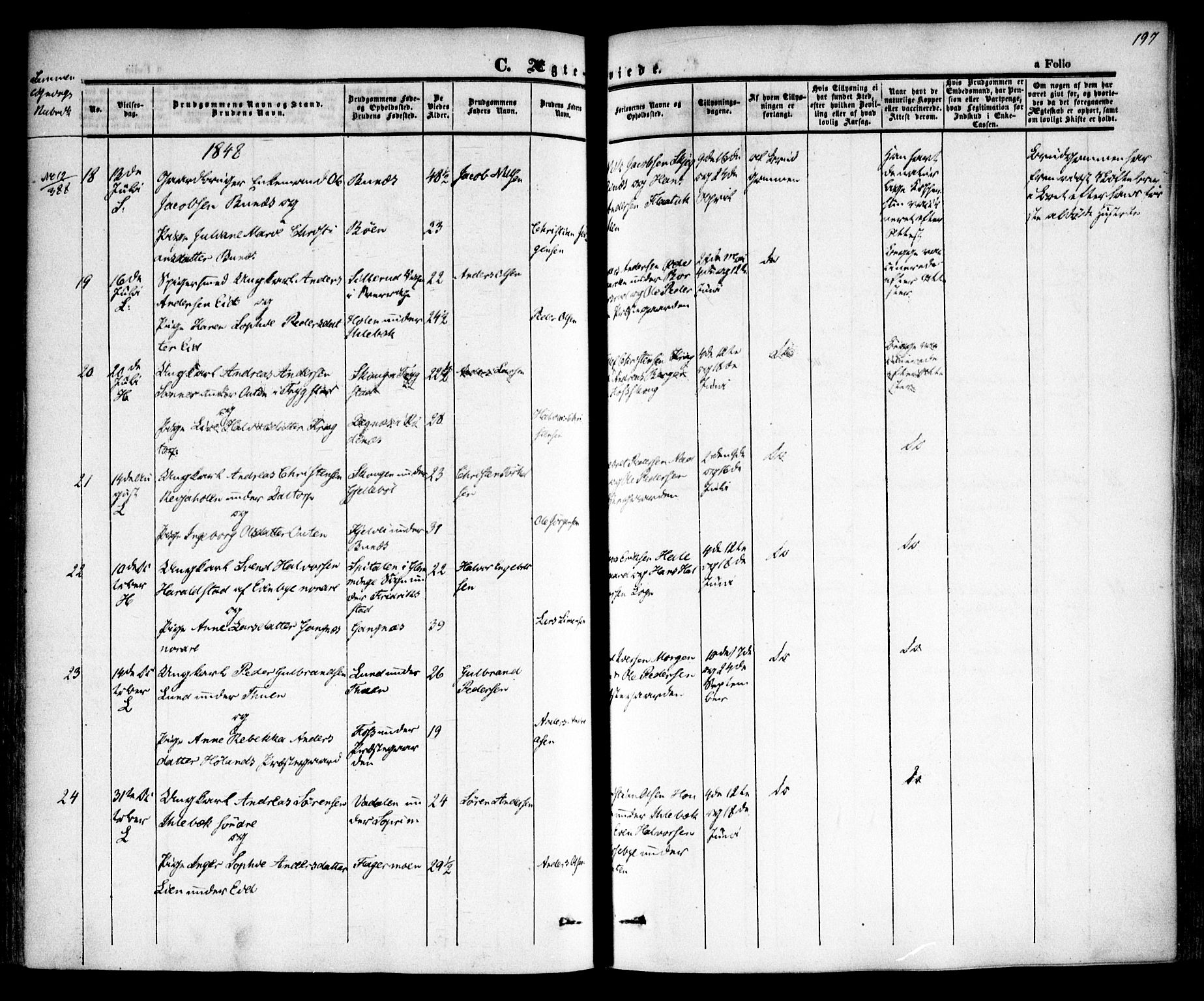 Høland prestekontor Kirkebøker, AV/SAO-A-10346a/F/Fa/L0009: Parish register (official) no. I 9, 1846-1853, p. 197