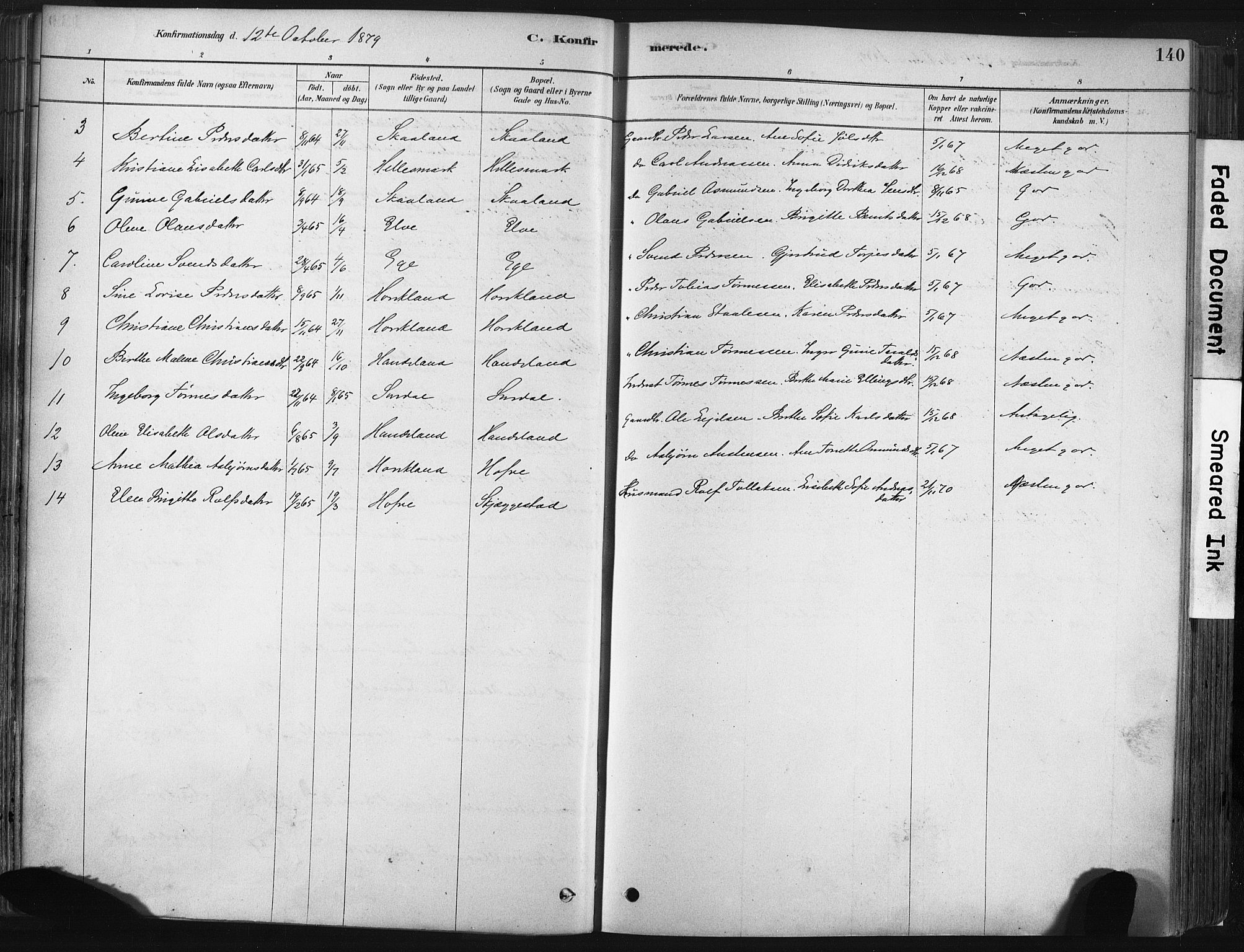 Lund sokneprestkontor, AV/SAST-A-101809/S06/L0011: Parish register (official) no. A 10, 1877-1904, p. 140