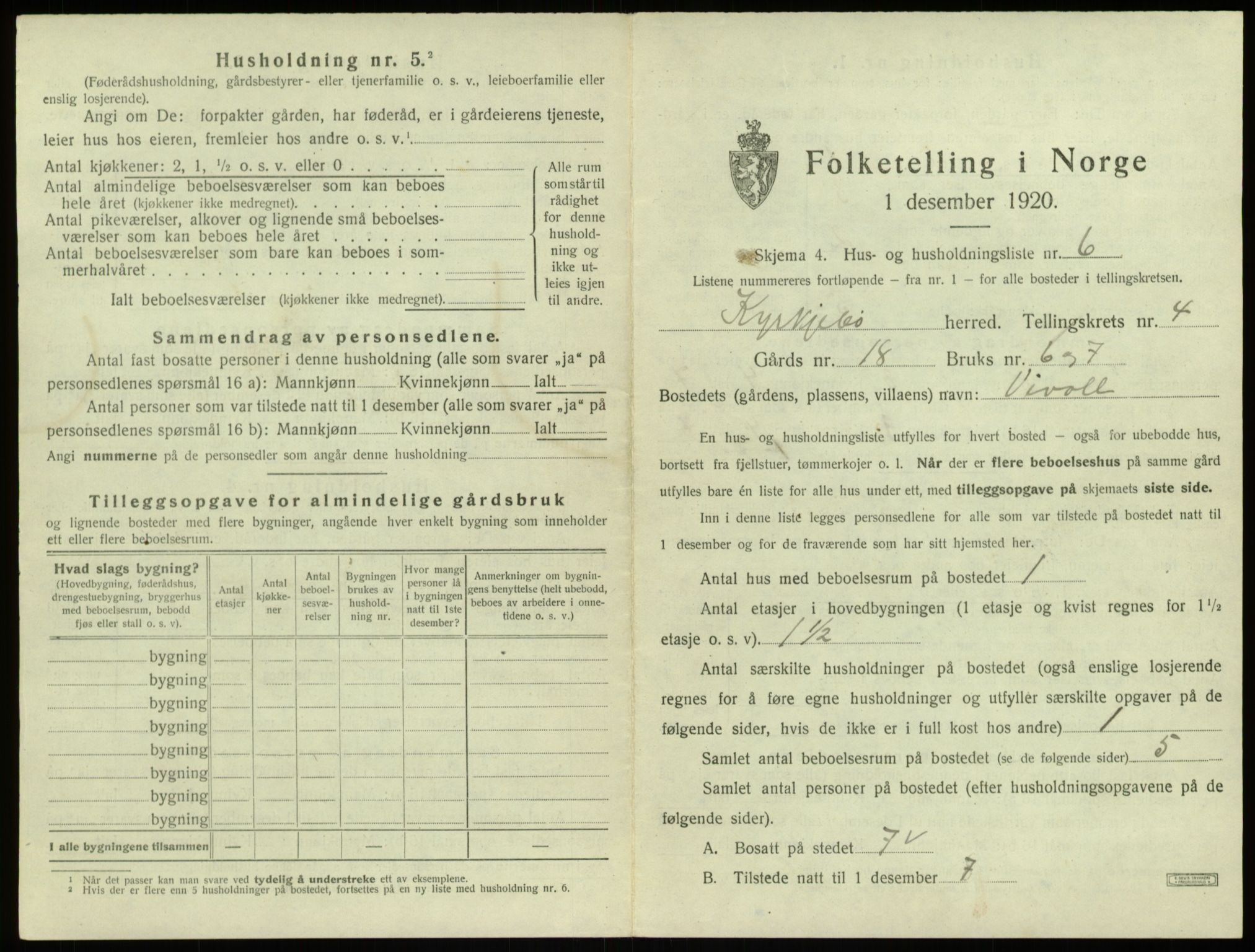 SAB, 1920 census for Kyrkjebø, 1920, p. 164