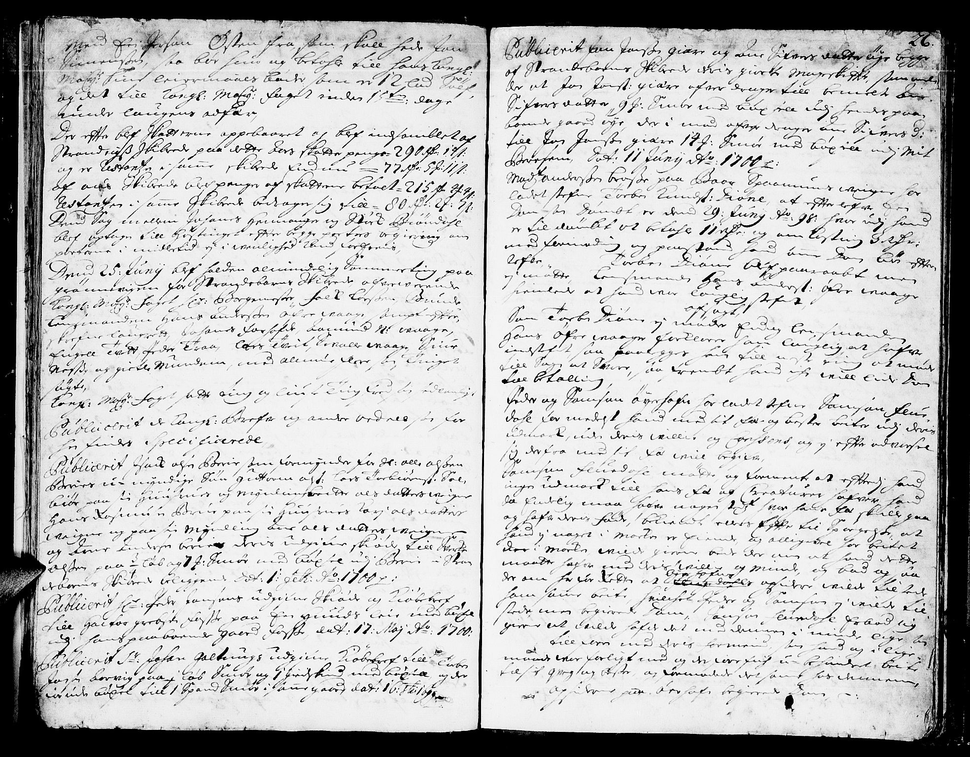 Sunnhordland sorenskrivar, AV/SAB-A-2401/1/F/Faa/L0024: Tingbøker, 1700, p. 25b-26a