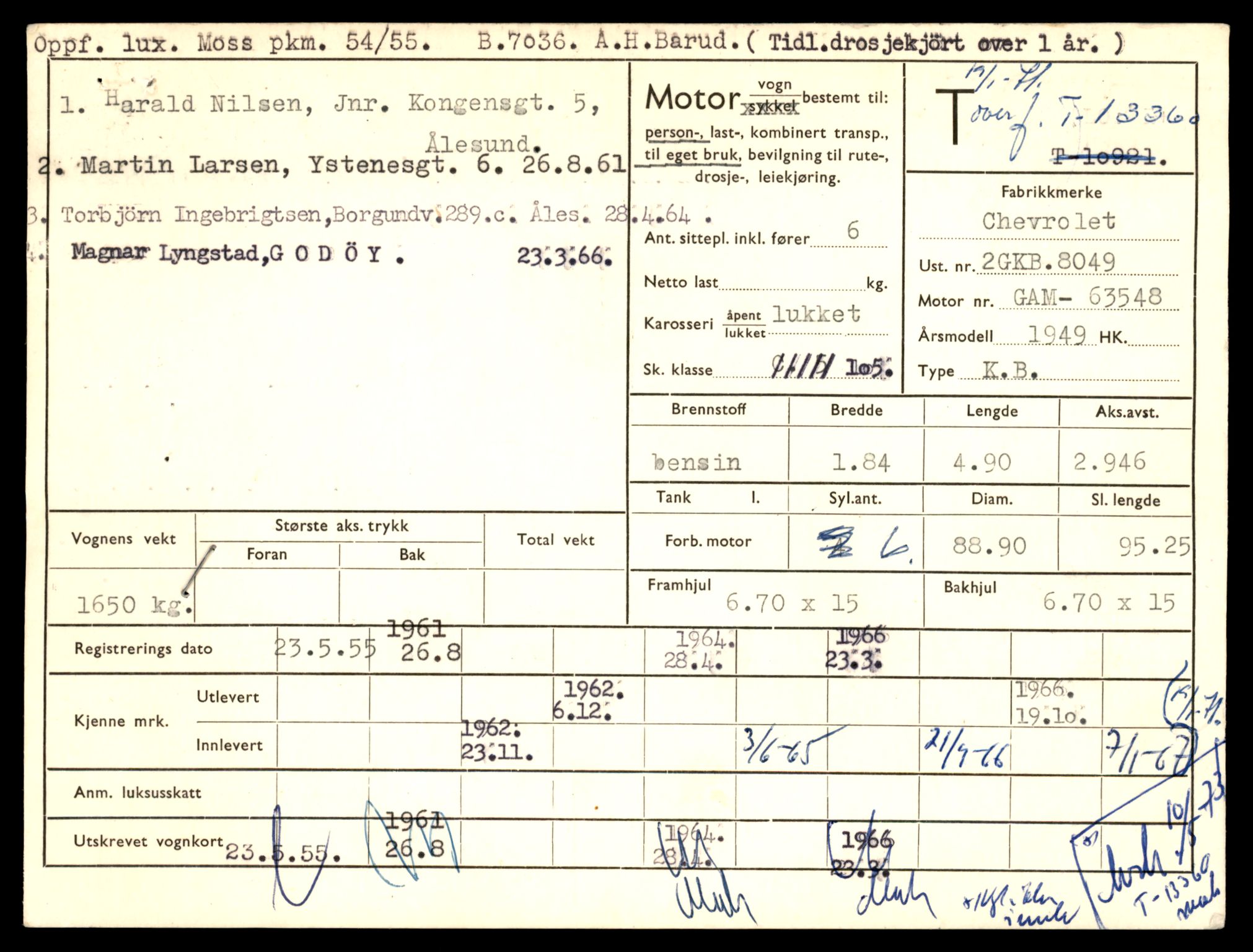 Møre og Romsdal vegkontor - Ålesund trafikkstasjon, SAT/A-4099/F/Fe/L0038: Registreringskort for kjøretøy T 13180 - T 13360, 1927-1998, p. 3083