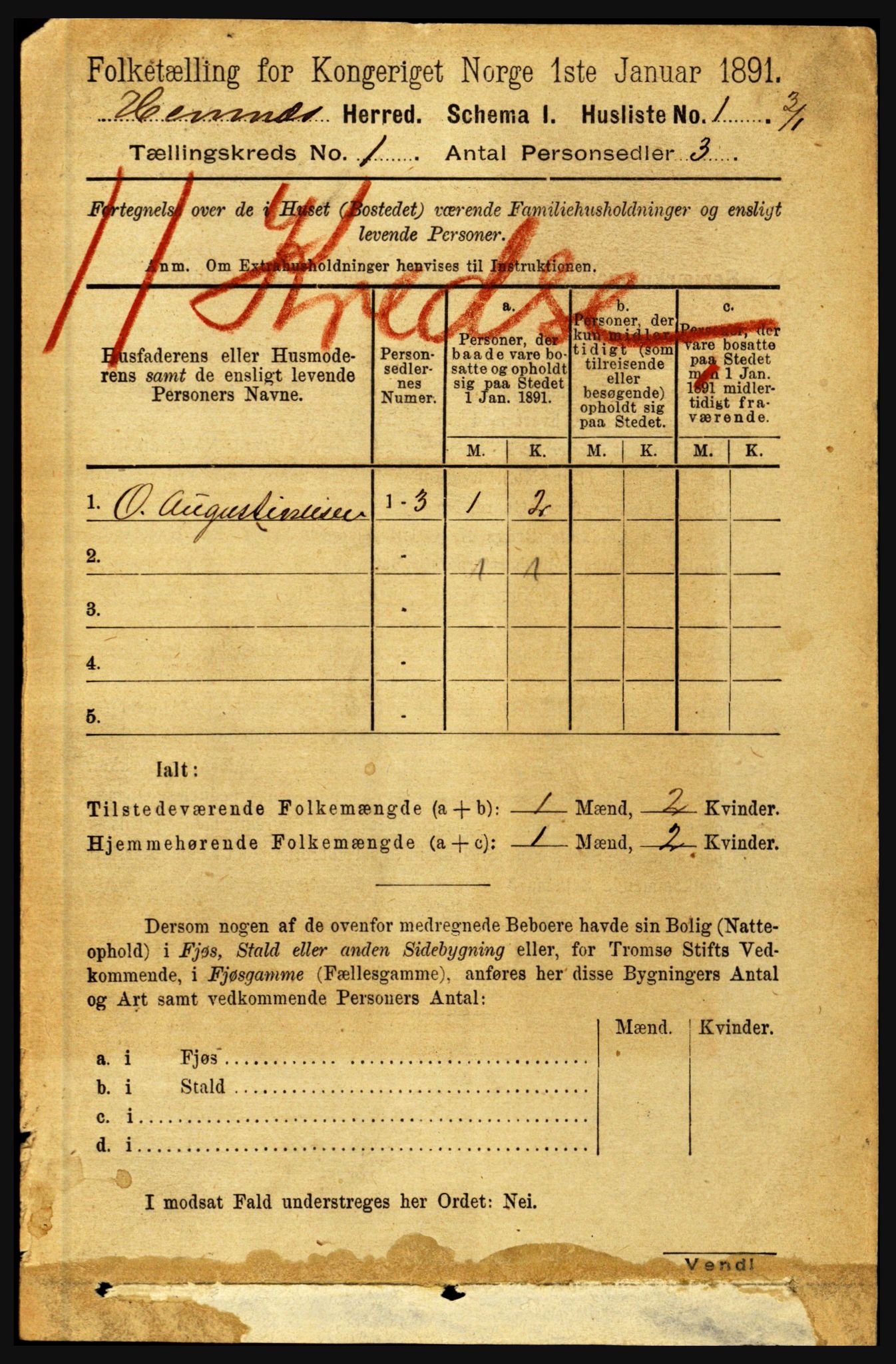 RA, 1891 census for 1832 Hemnes, 1891, p. 32