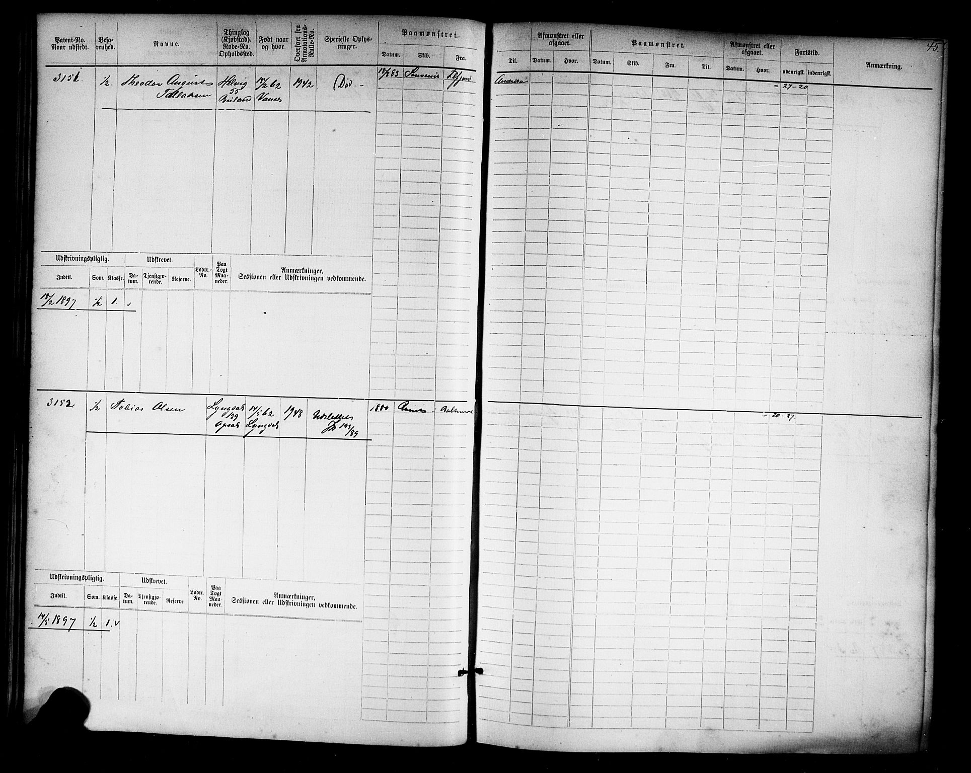 Farsund mønstringskrets, AV/SAK-2031-0017/F/Fb/L0019: Hovedrulle nr 3067-3832, Z-11, 1882-1922, p. 46