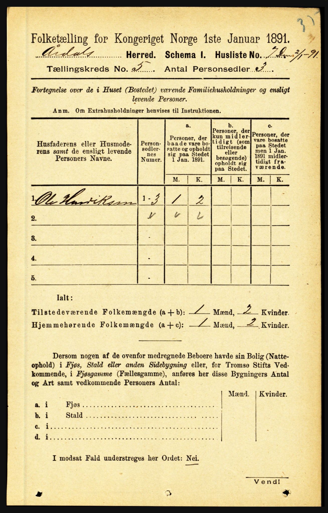 RA, 1891 census for 1424 Årdal, 1891, p. 983