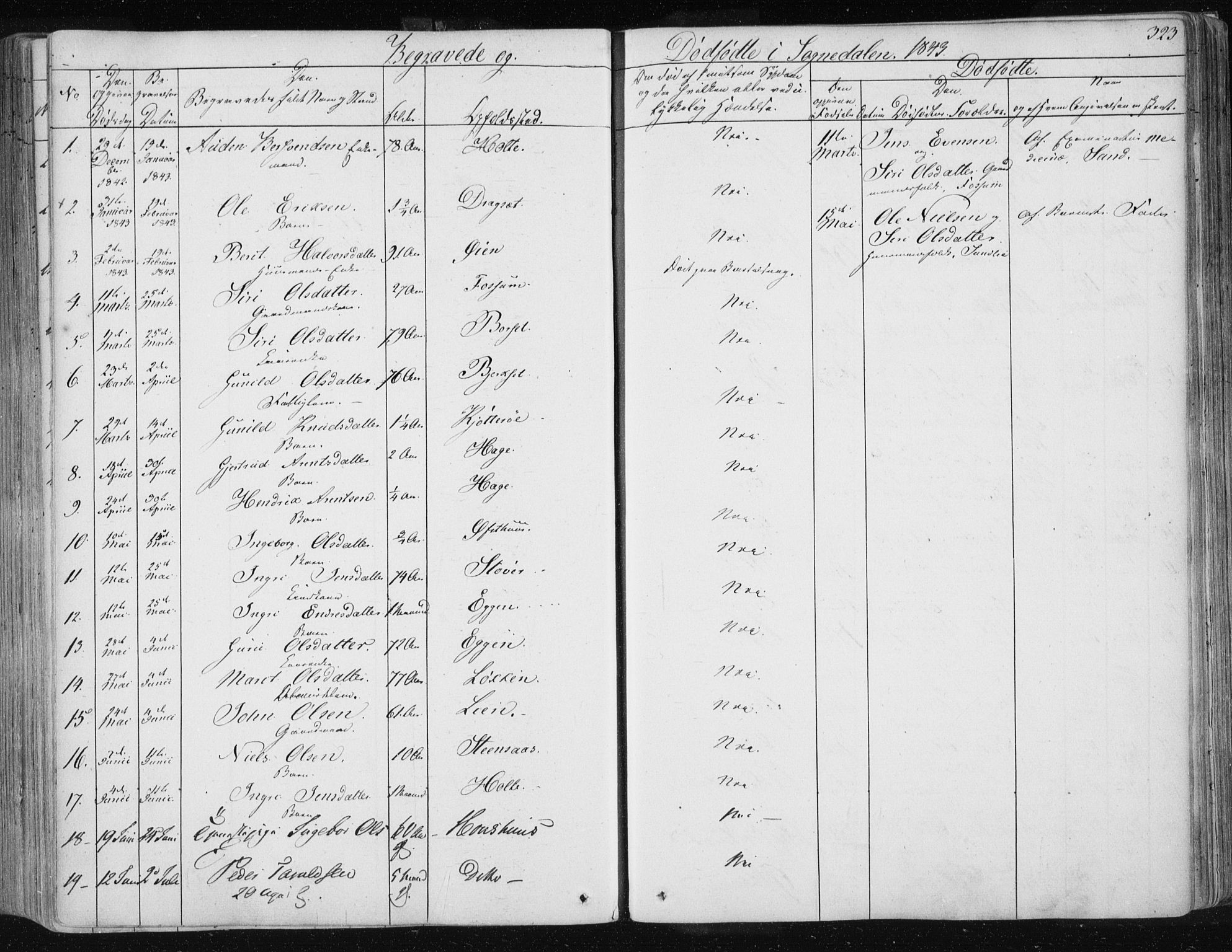 Ministerialprotokoller, klokkerbøker og fødselsregistre - Sør-Trøndelag, SAT/A-1456/687/L0999: Parish register (official) no. 687A05 /3, 1843-1848, p. 323