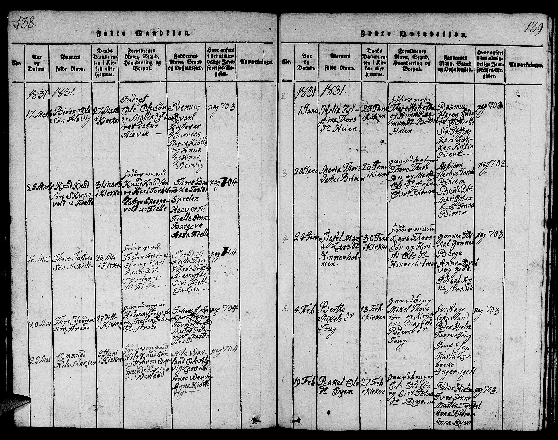 Strand sokneprestkontor, SAST/A-101828/H/Ha/Hab/L0001: Parish register (copy) no. B 1, 1816-1854, p. 138-139