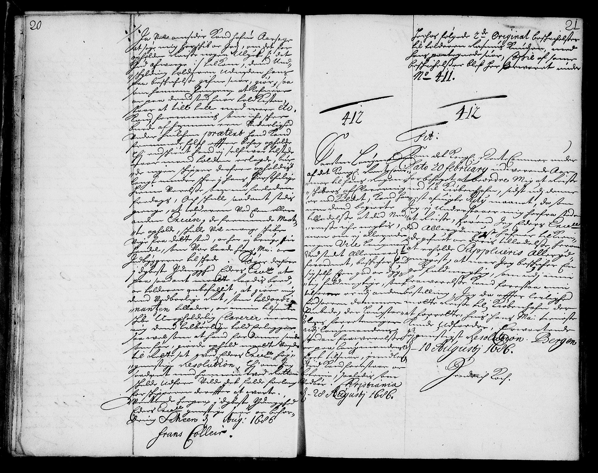 Stattholderembetet 1572-1771, AV/RA-EA-2870/Ae/L0003: Supplikasjons- og resolusjonsprotokoll, 1686-1687, p. 20-21