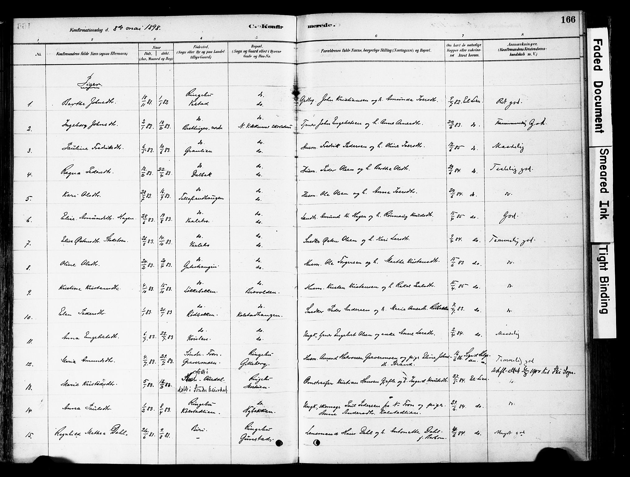 Ringebu prestekontor, AV/SAH-PREST-082/H/Ha/Haa/L0008: Parish register (official) no. 8, 1878-1898, p. 166