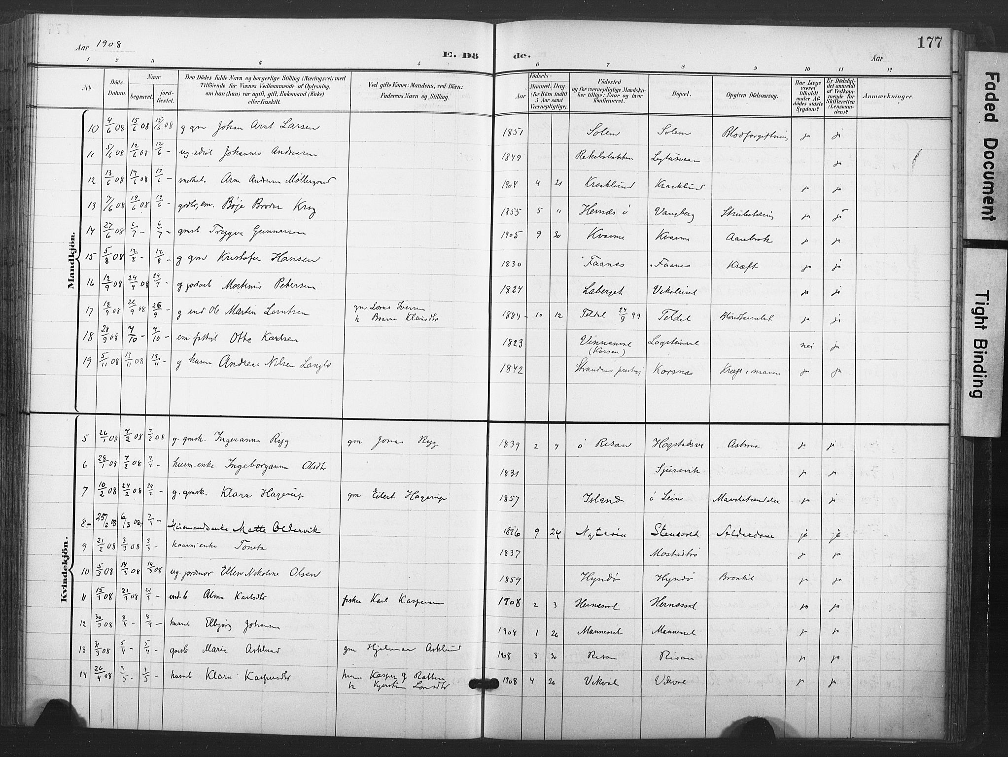 Ministerialprotokoller, klokkerbøker og fødselsregistre - Nord-Trøndelag, SAT/A-1458/713/L0122: Parish register (official) no. 713A11, 1899-1910, p. 177