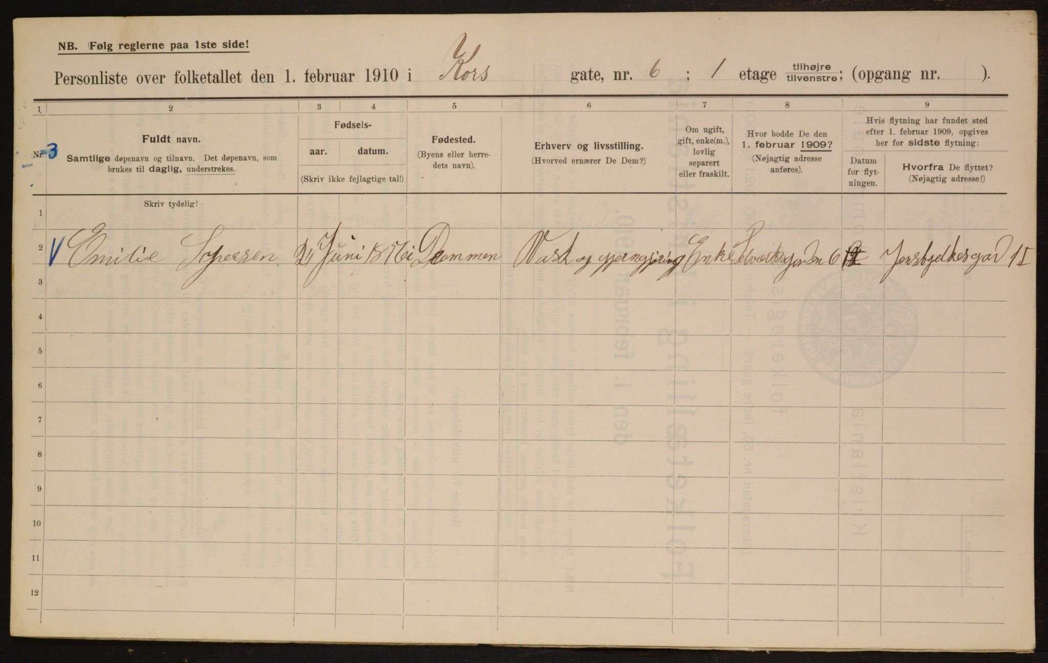 OBA, Municipal Census 1910 for Kristiania, 1910, p. 51916