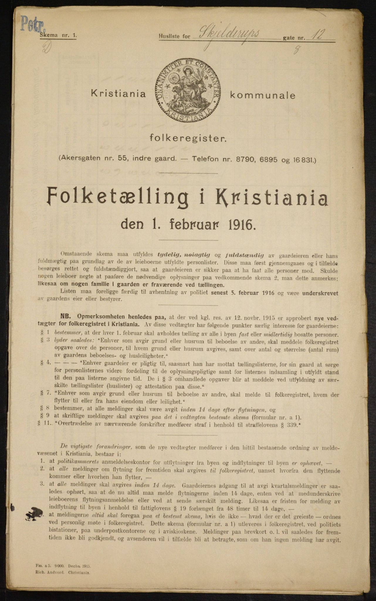 OBA, Municipal Census 1916 for Kristiania, 1916, p. 98232