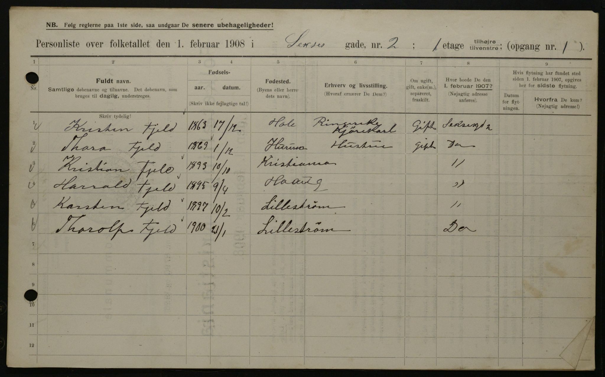 OBA, Municipal Census 1908 for Kristiania, 1908, p. 85156