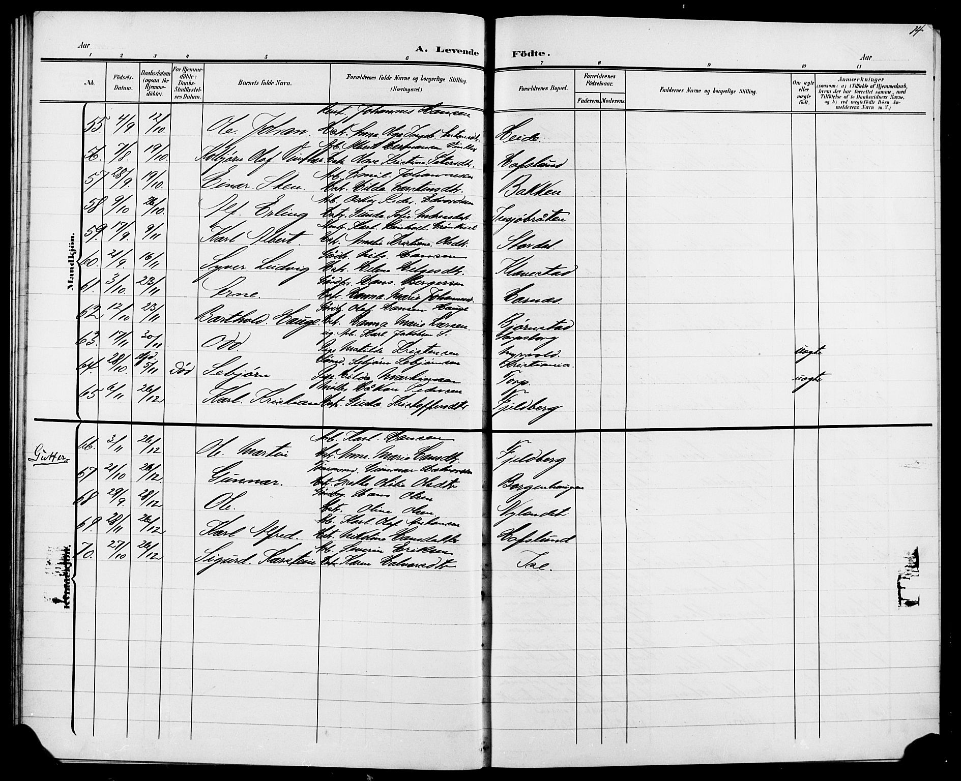 Skjeberg prestekontor Kirkebøker, SAO/A-10923/G/Ga/L0002: Parish register (copy) no. I 2, 1901-1924, p. 14