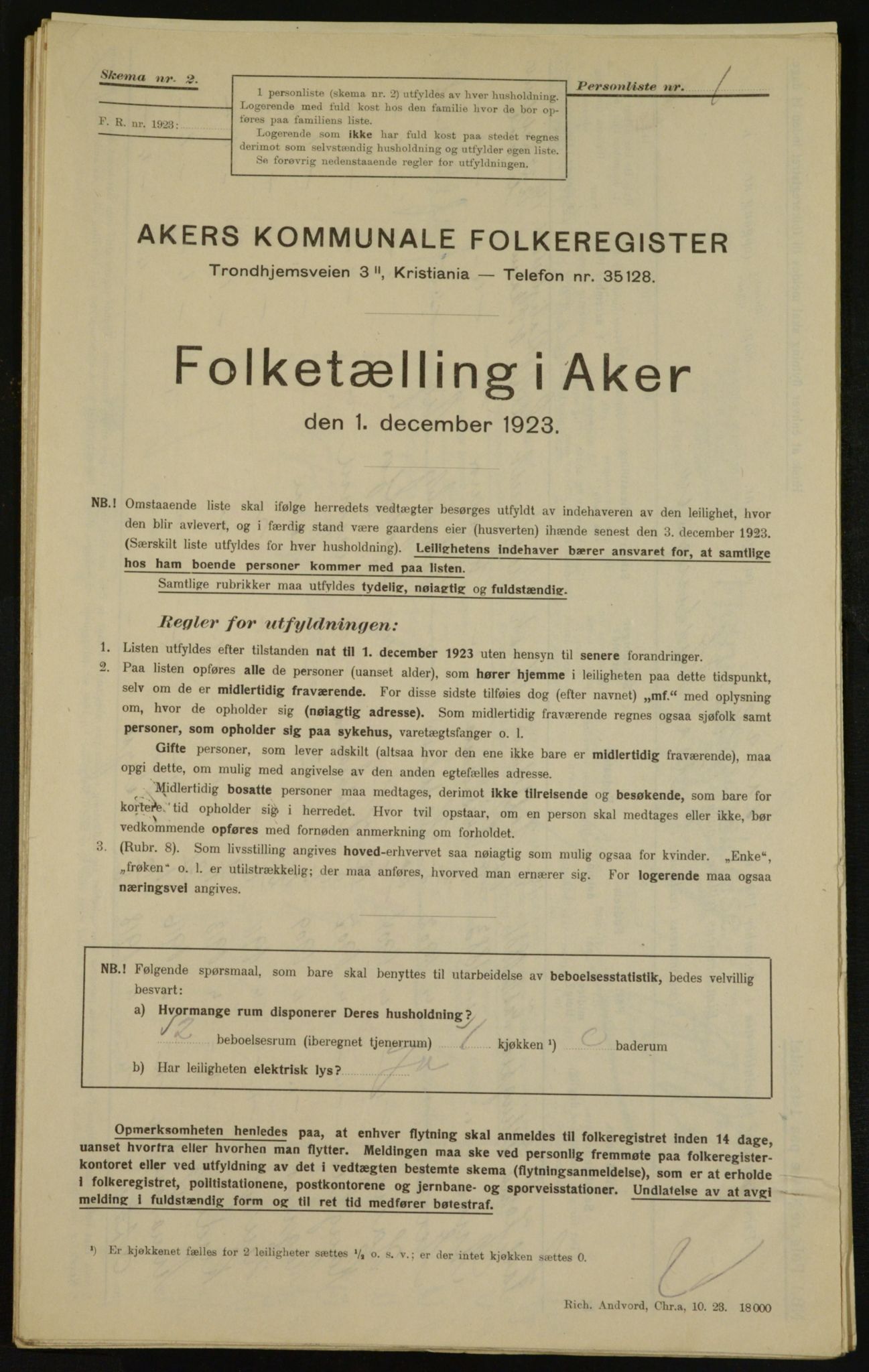 , Municipal Census 1923 for Aker, 1923, p. 30918