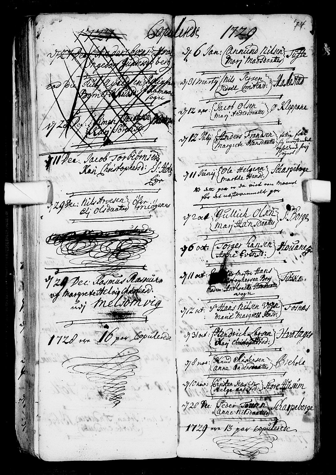 Stokke kirkebøker, AV/SAKO-A-320/F/Fa/L0001: Parish register (official) no. I 1, 1717-1733, p. 74