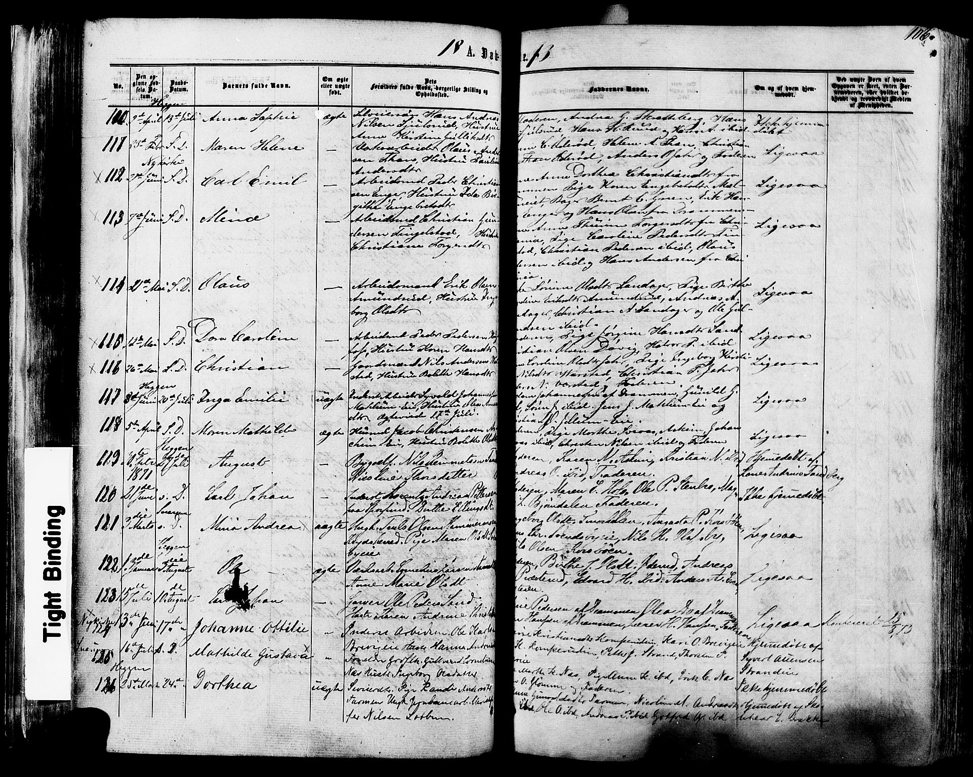 Modum kirkebøker, SAKO/A-234/F/Fa/L0010: Parish register (official) no. 10, 1865-1876, p. 106