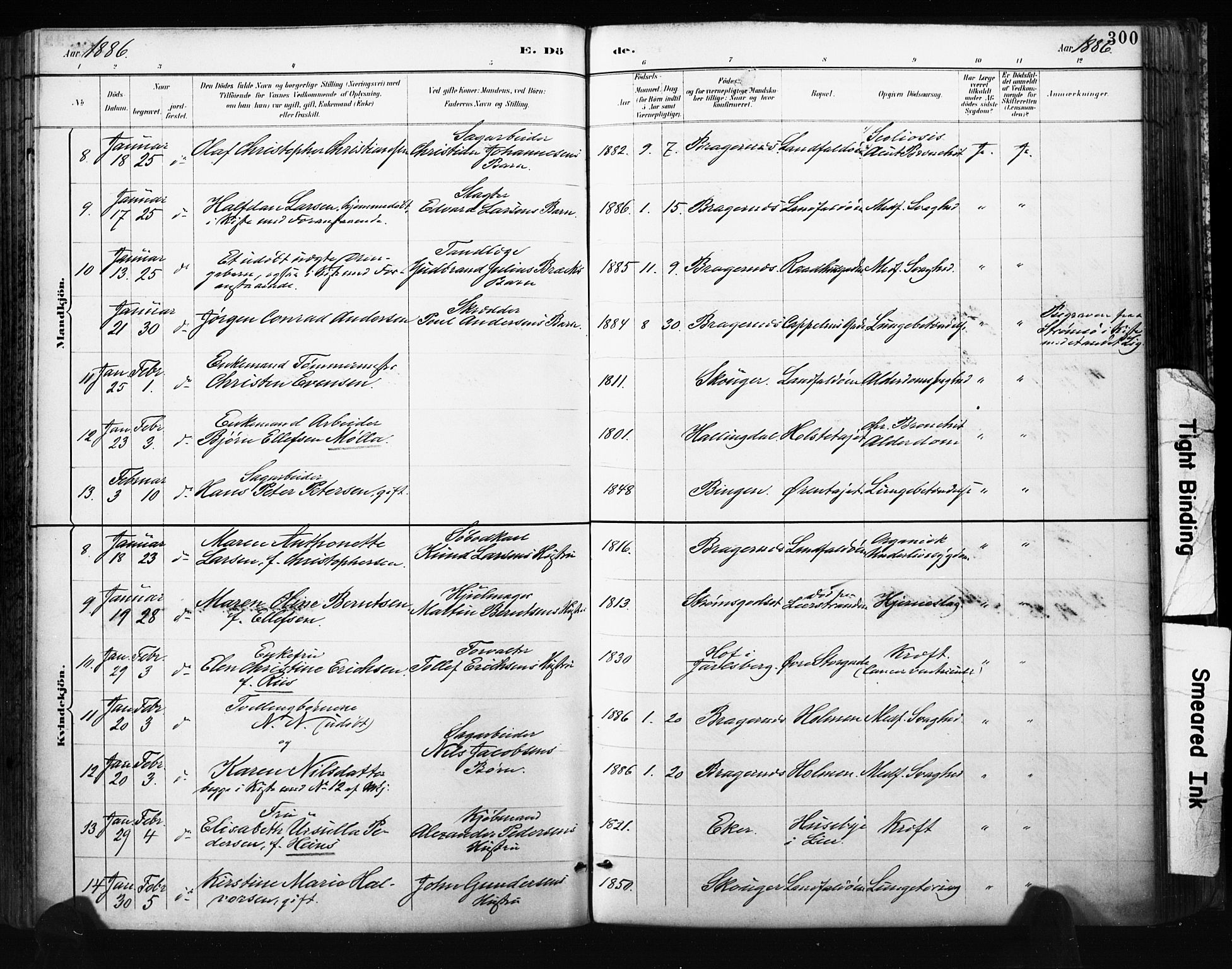 Bragernes kirkebøker, AV/SAKO-A-6/F/Fb/L0007: Parish register (official) no. II 7, 1885-1893, p. 300