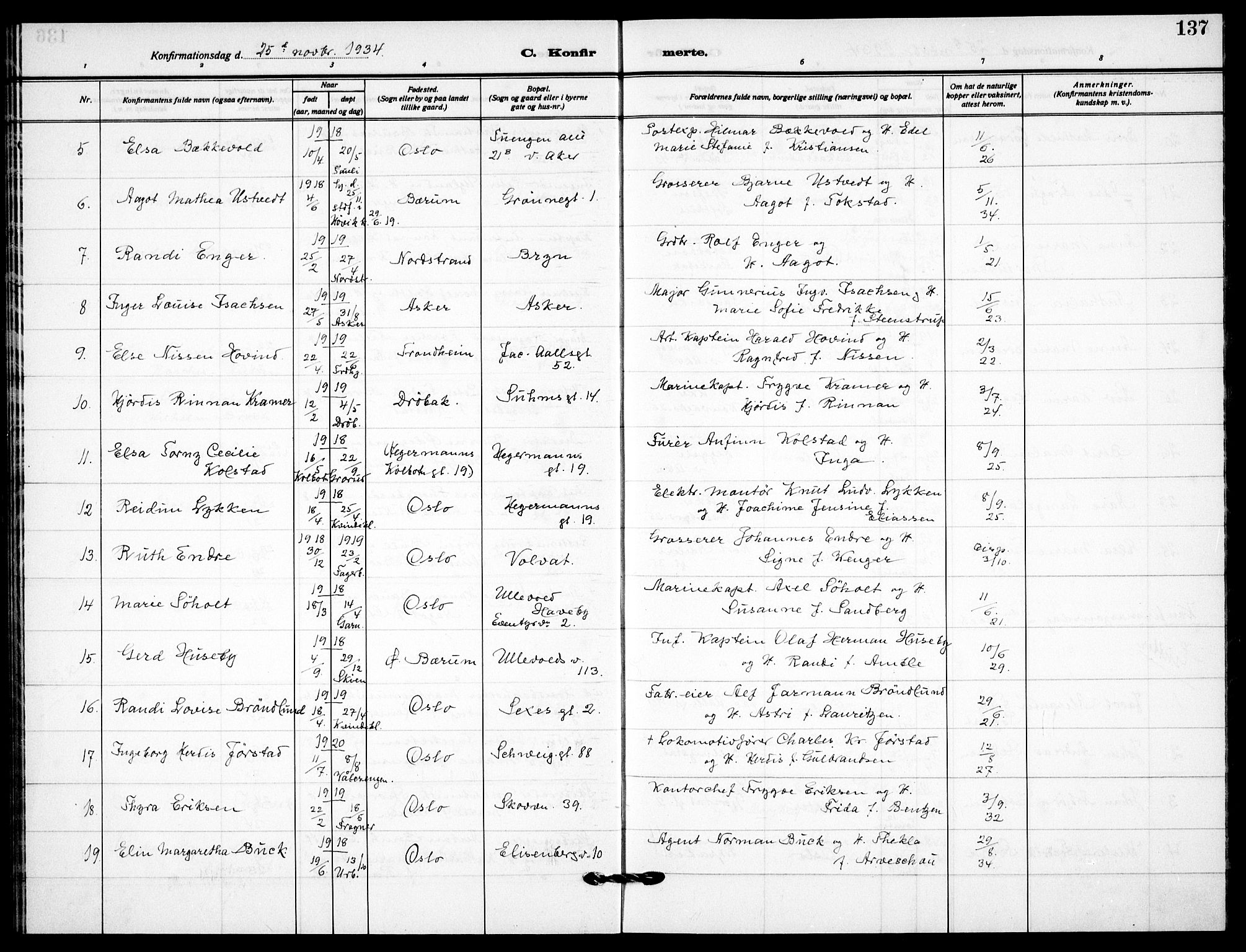 Garnisonsmenigheten Kirkebøker, SAO/A-10846/F/Fa/L0017: Parish register (official) no. 17, 1926-1937, p. 137