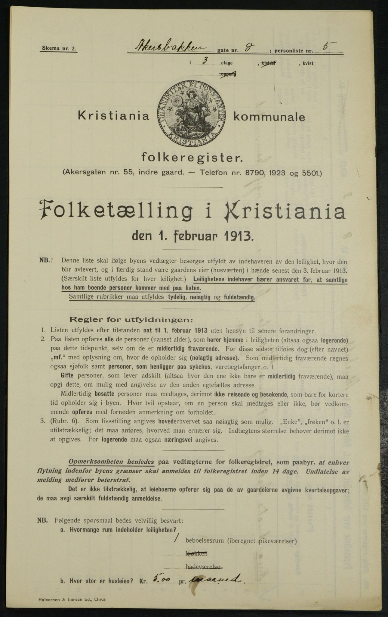 OBA, Municipal Census 1913 for Kristiania, 1913, p. 29