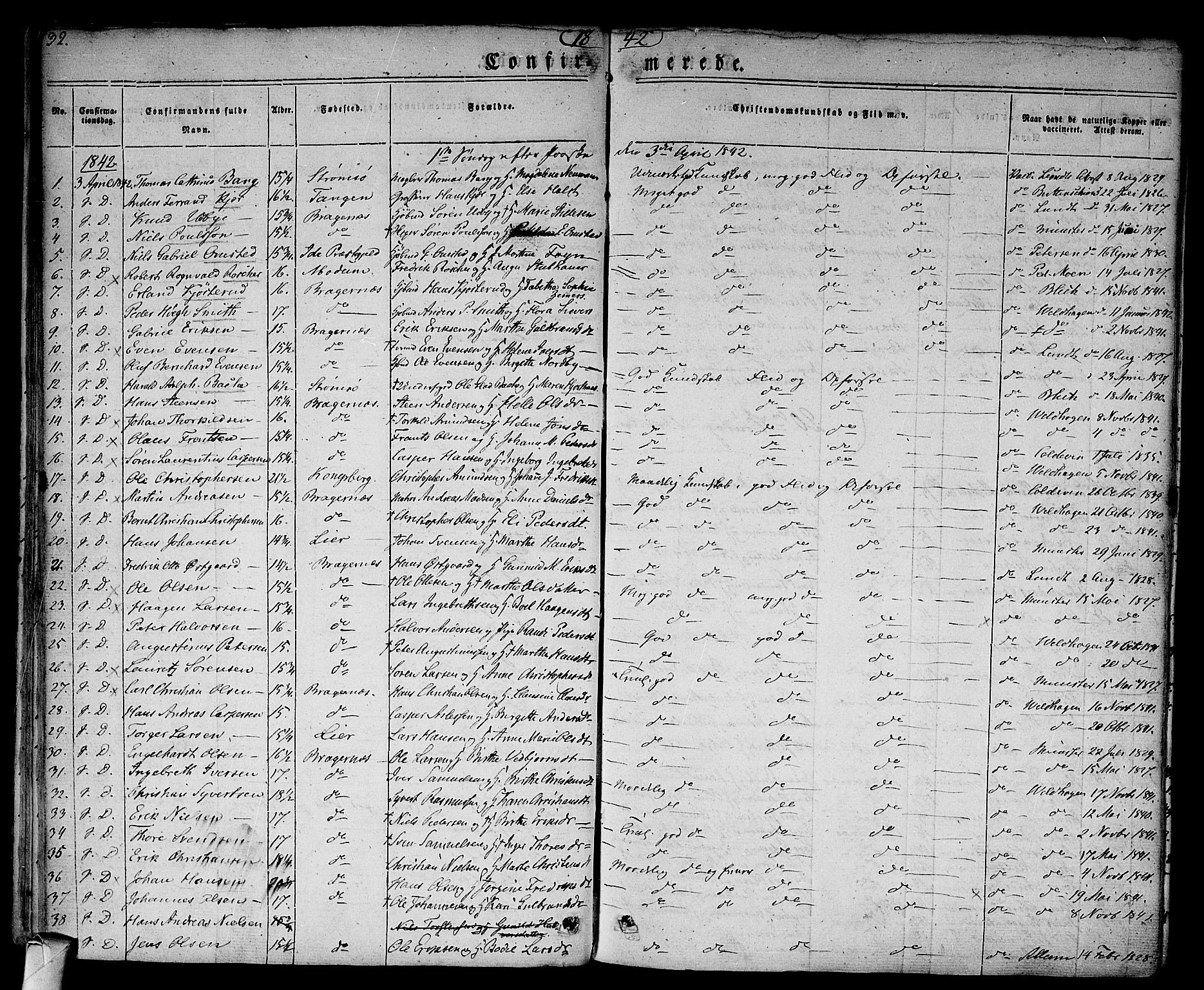 Bragernes kirkebøker, SAKO/A-6/F/Fc/L0001: Parish register (official) no. III 1, 1830-1853, p. 32